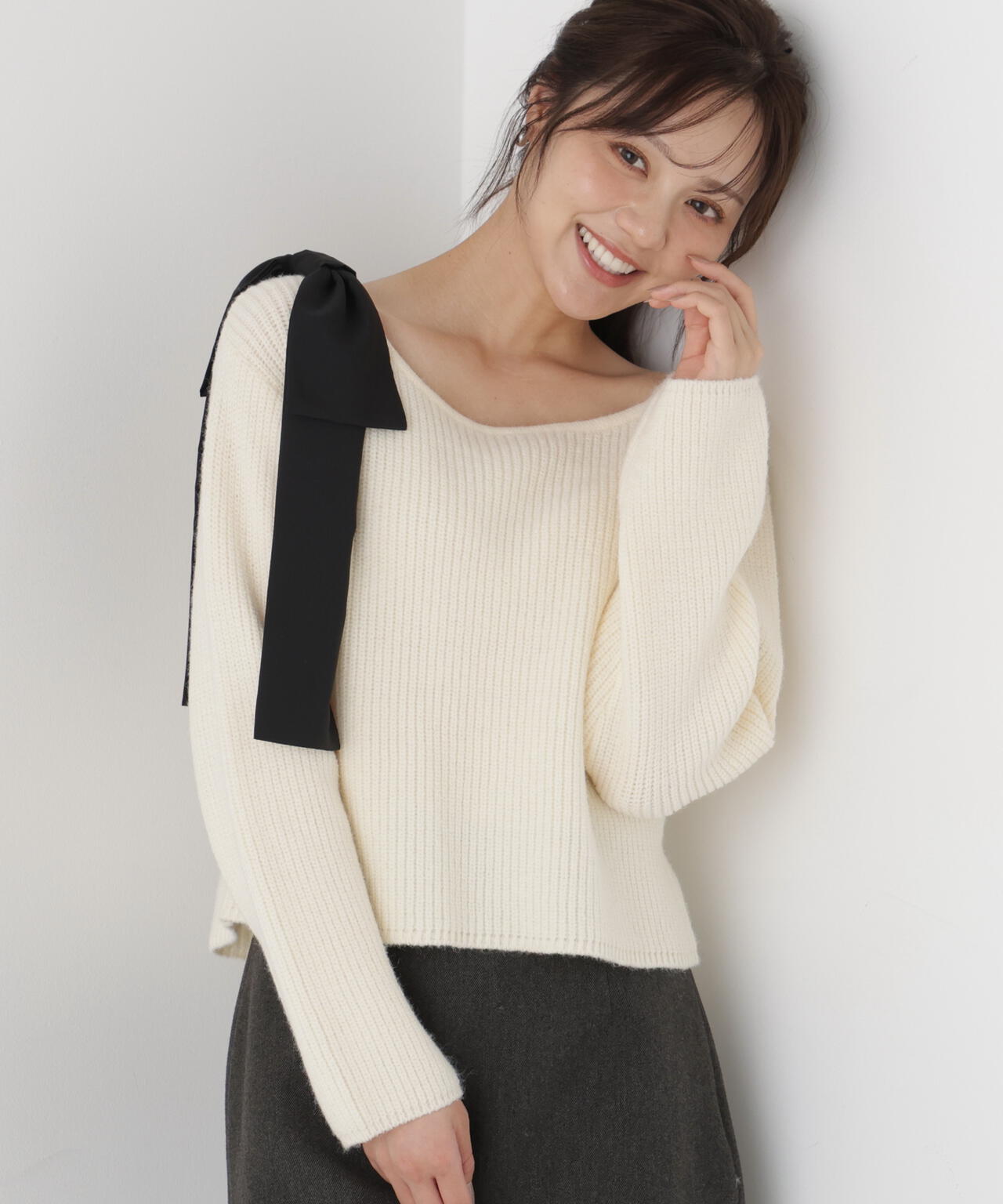 2wayアシメリボンゆるニット | PROPORTION BODY DRESSING 2wayアシメリボンゆるニット | PROPORTION BODY DRESSING