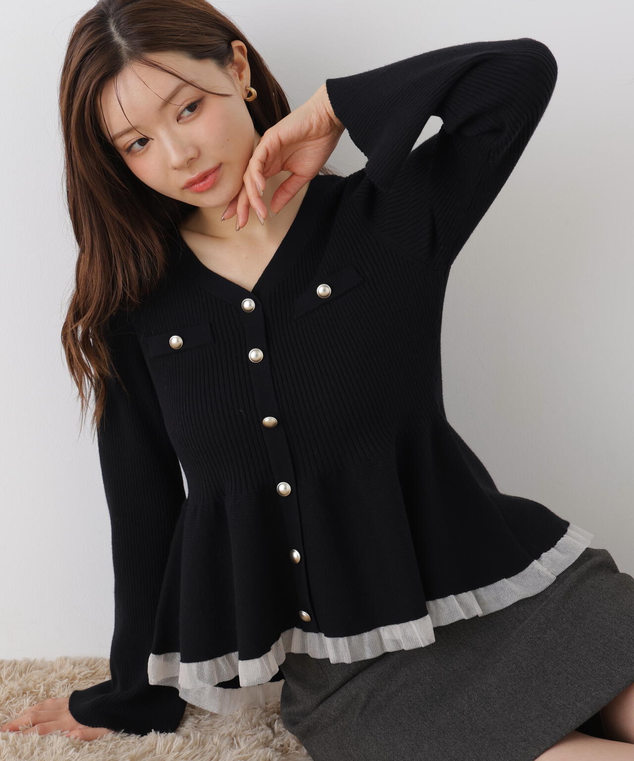 シアー切替ペプラムニット | PROPORTION BODY DRESSING