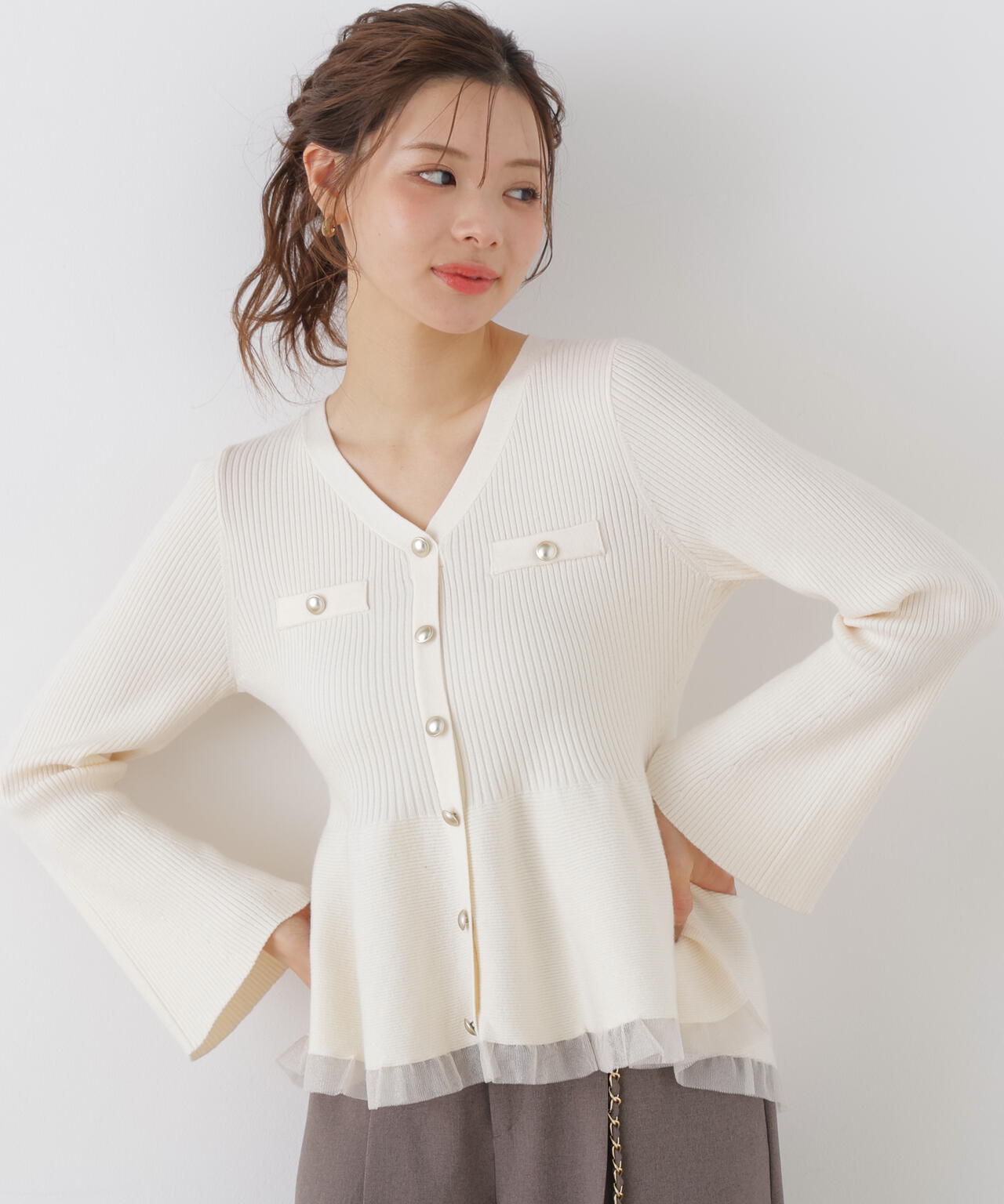 シアー切替ペプラムニット | PROPORTION BODY DRESSING