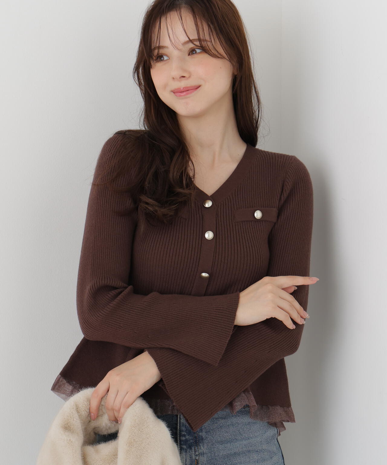 シアー切替ペプラムニット | PROPORTION BODY DRESSING