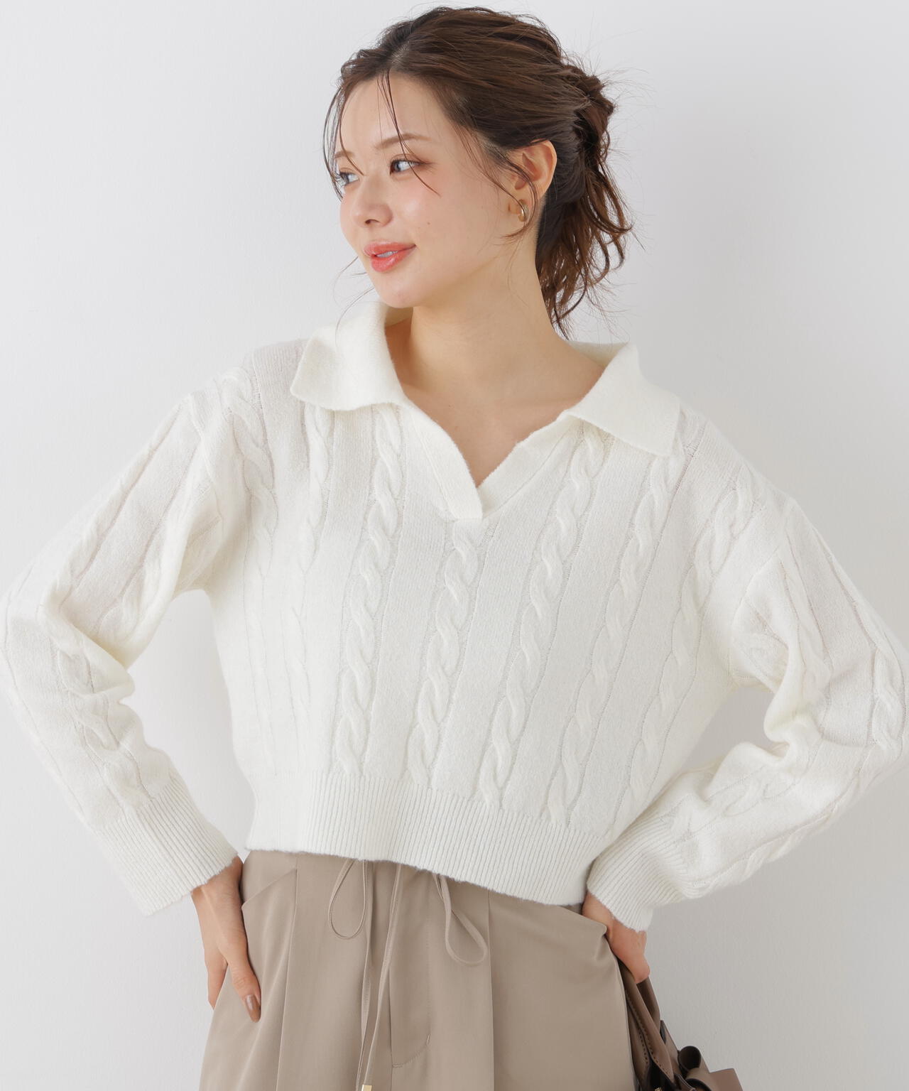 a/mie＞スキッパーケーブルニット | PROPORTION BODY DRESSING