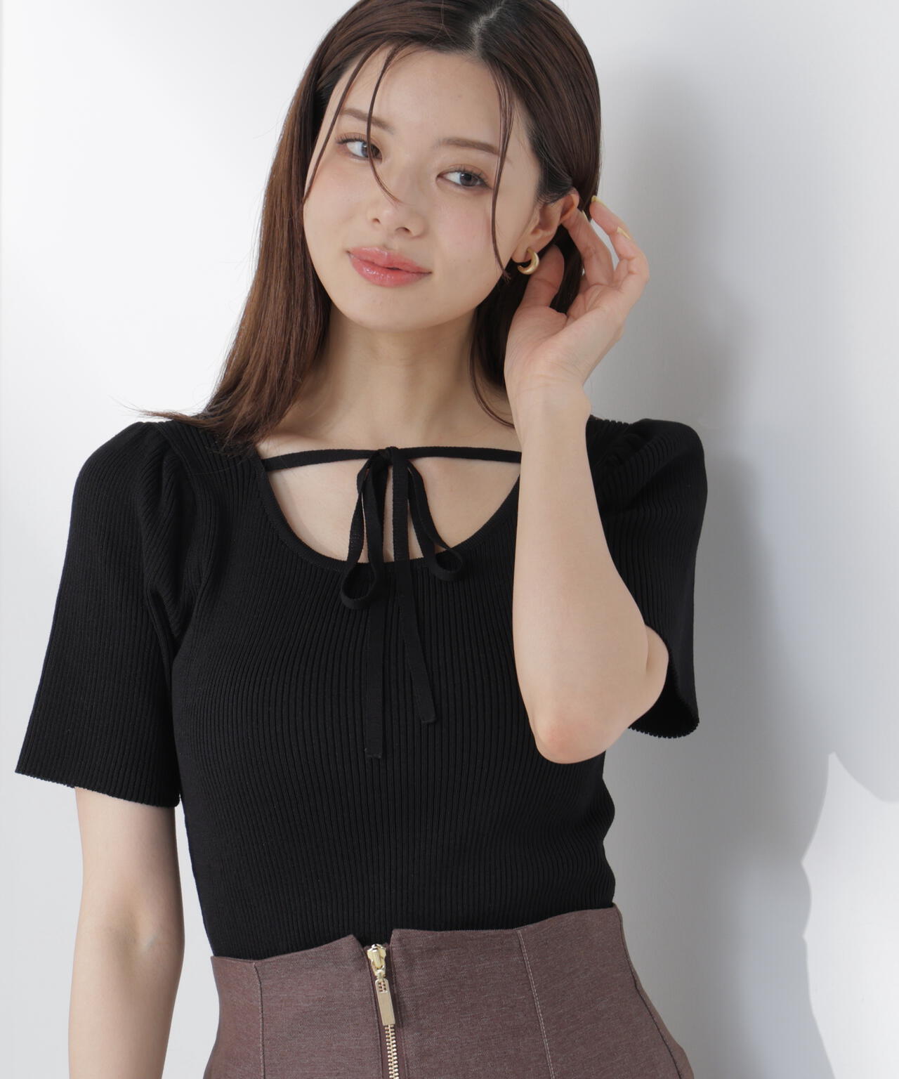 前後2wayストラップラウンドリブニット | PROPORTION BODY DRESSING