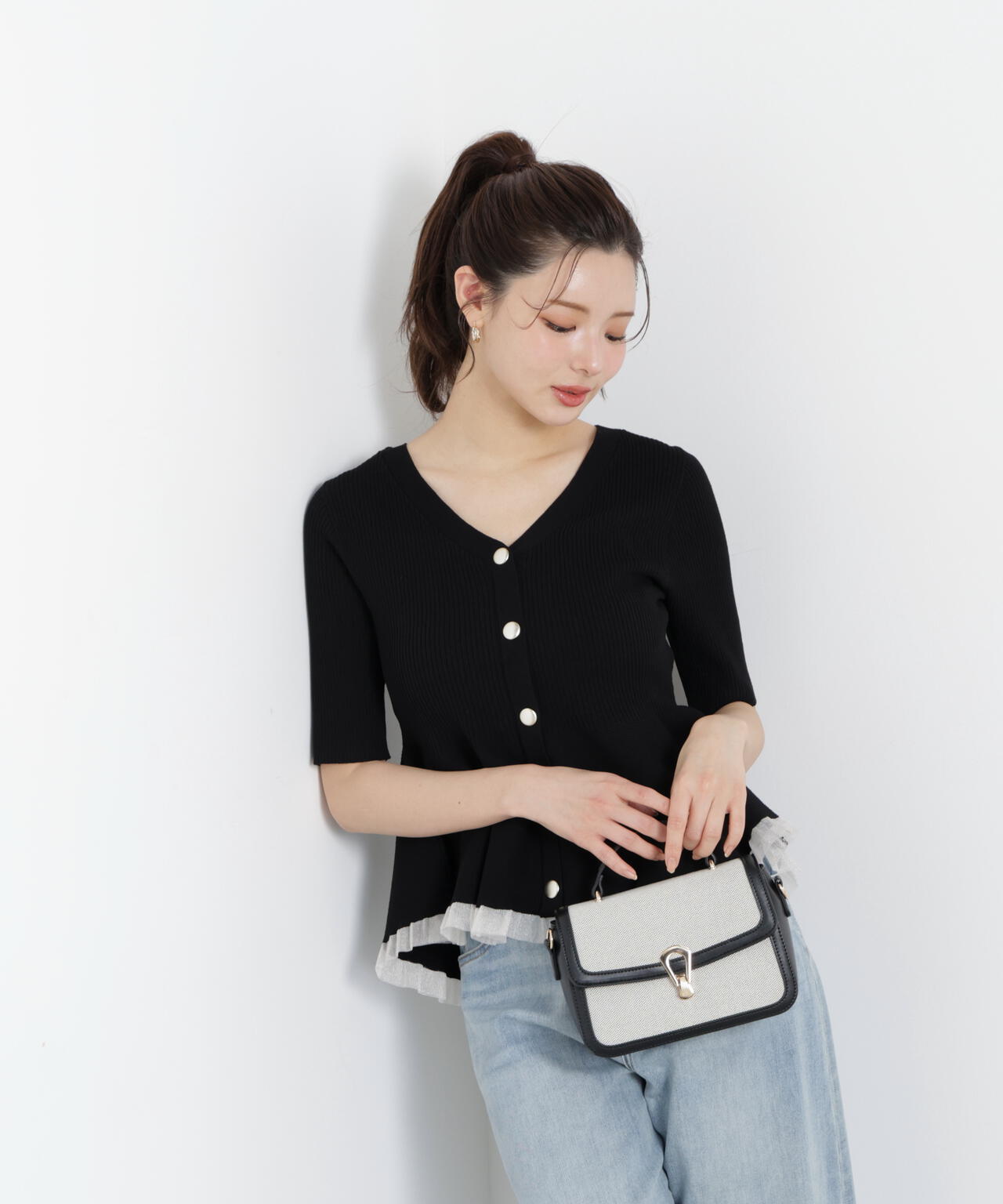 部分シアーペプラムニット | PROPORTION BODY DRESSING
