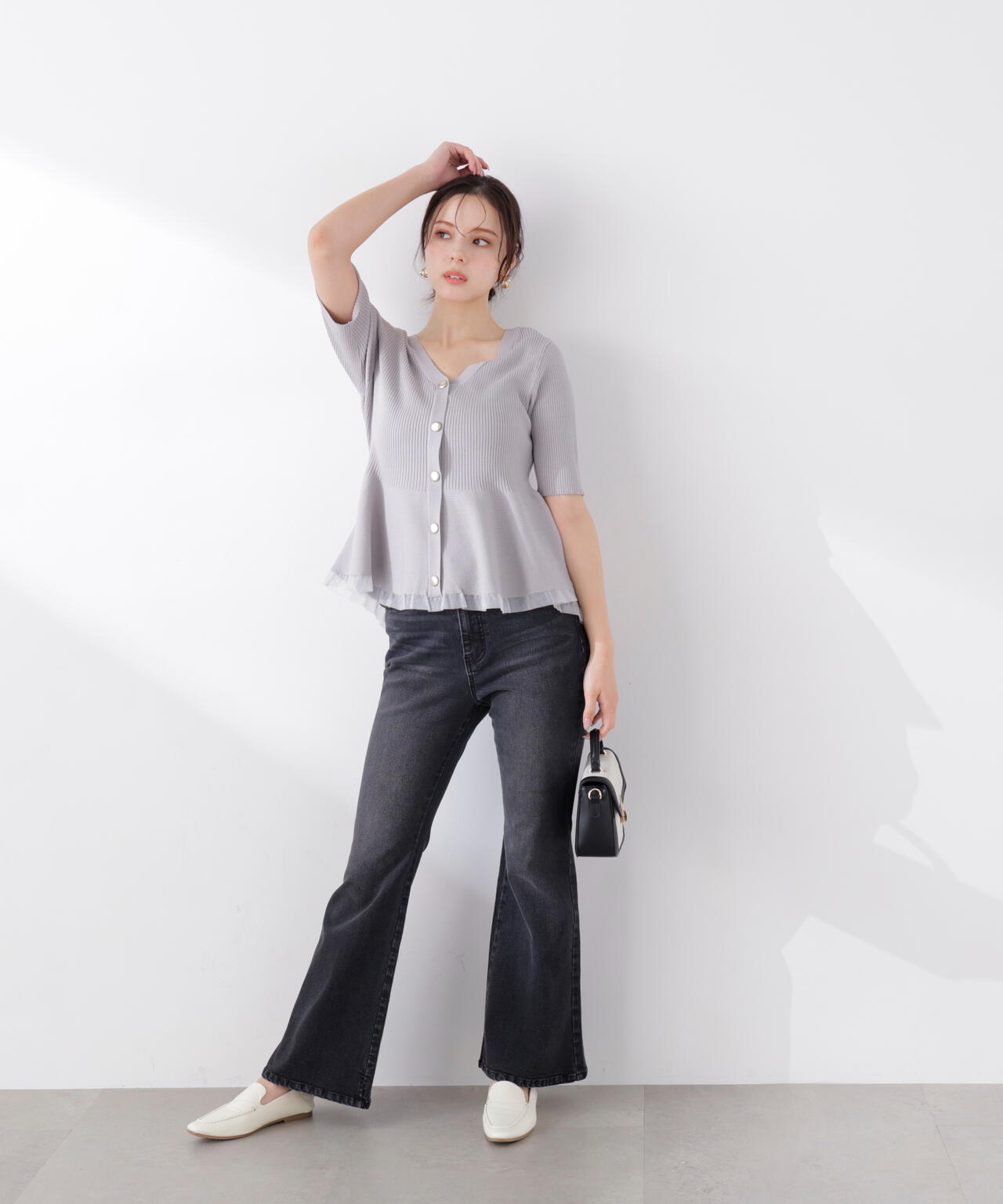 部分シアーペプラムニット | PROPORTION BODY DRESSING
