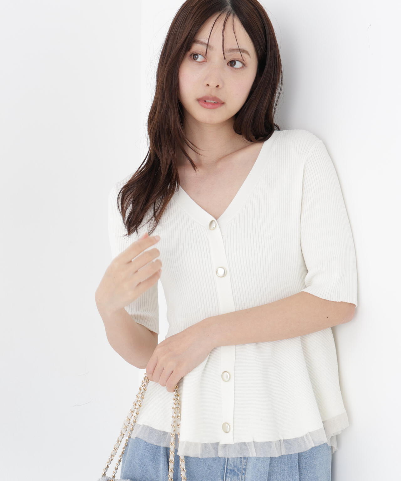 部分シアーペプラムニット | PROPORTION BODY DRESSING