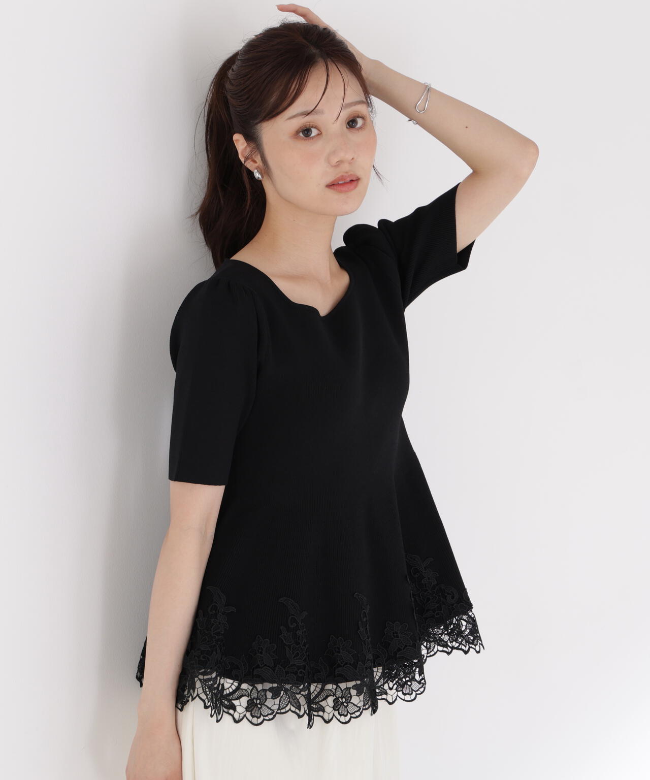レーストリムペプラムニット | PROPORTION BODY DRESSING