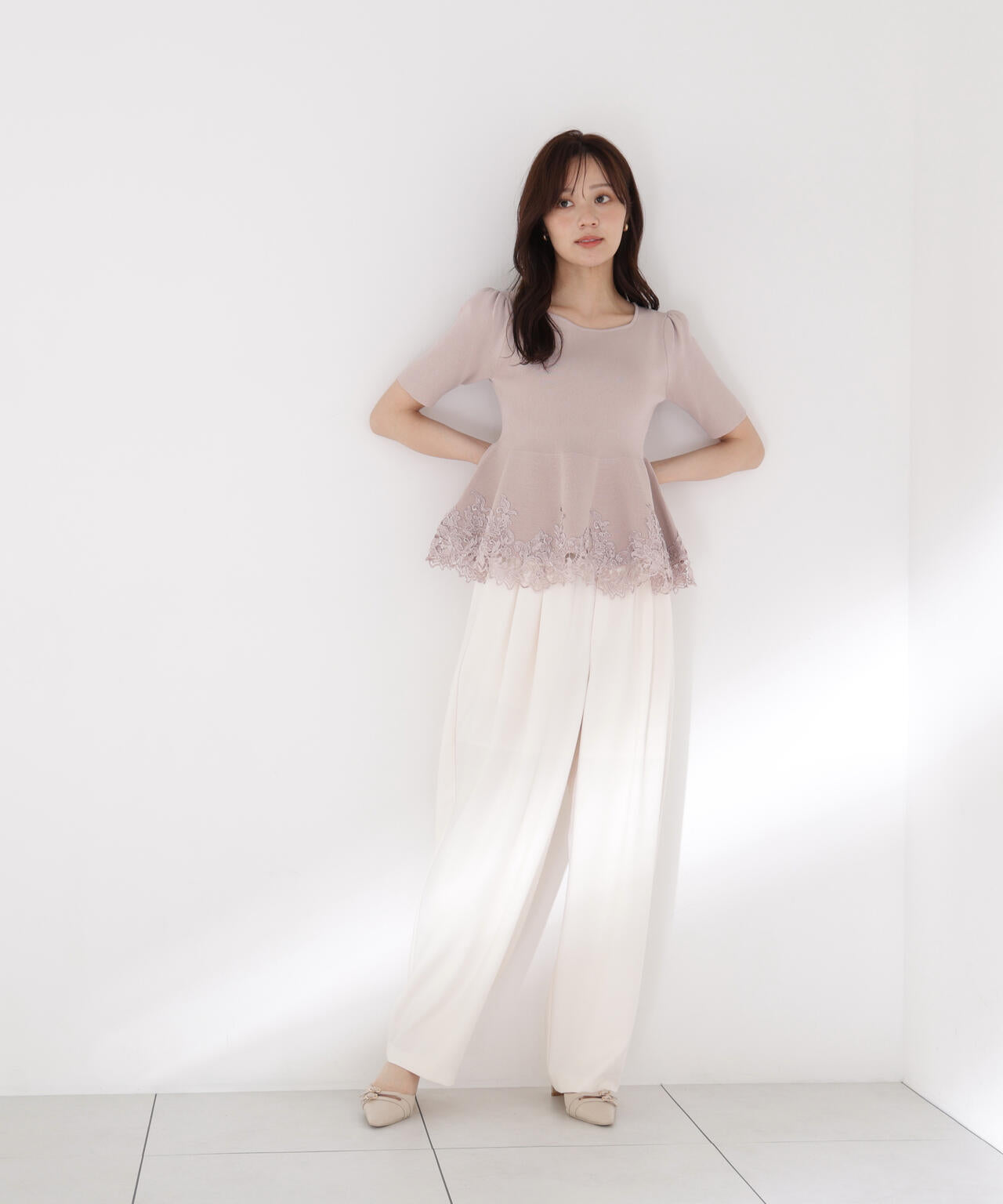 レーストリムペプラムニット | PROPORTION BODY DRESSING