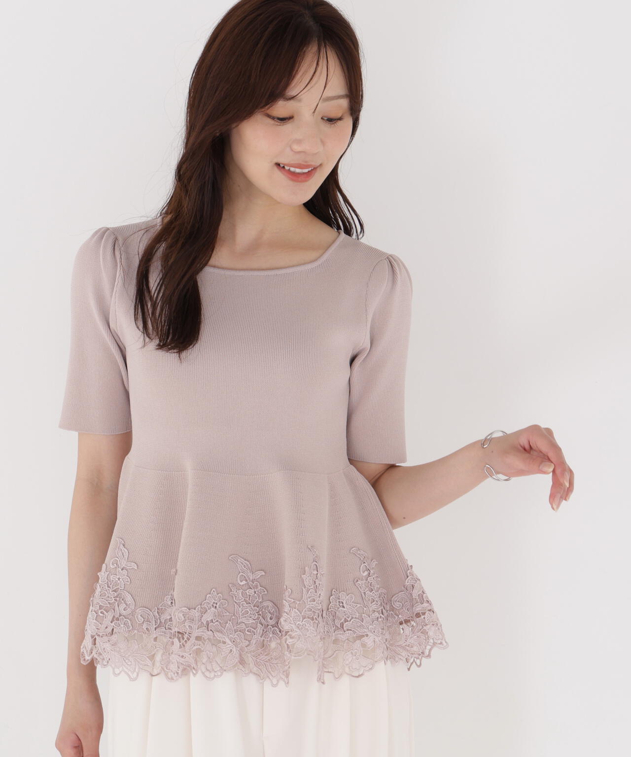 レーストリムペプラムニット | PROPORTION BODY DRESSING