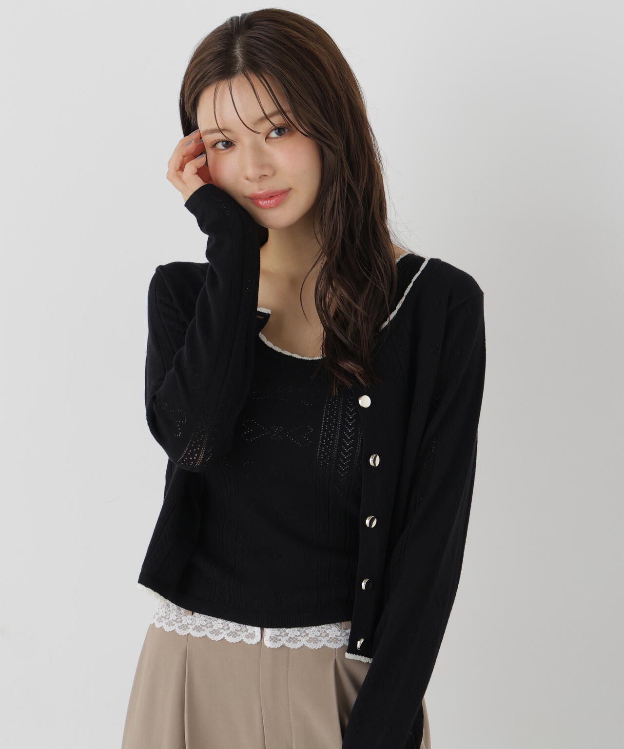a/mie＞パターンメッシュアンサンブルニット | PROPORTION BODY