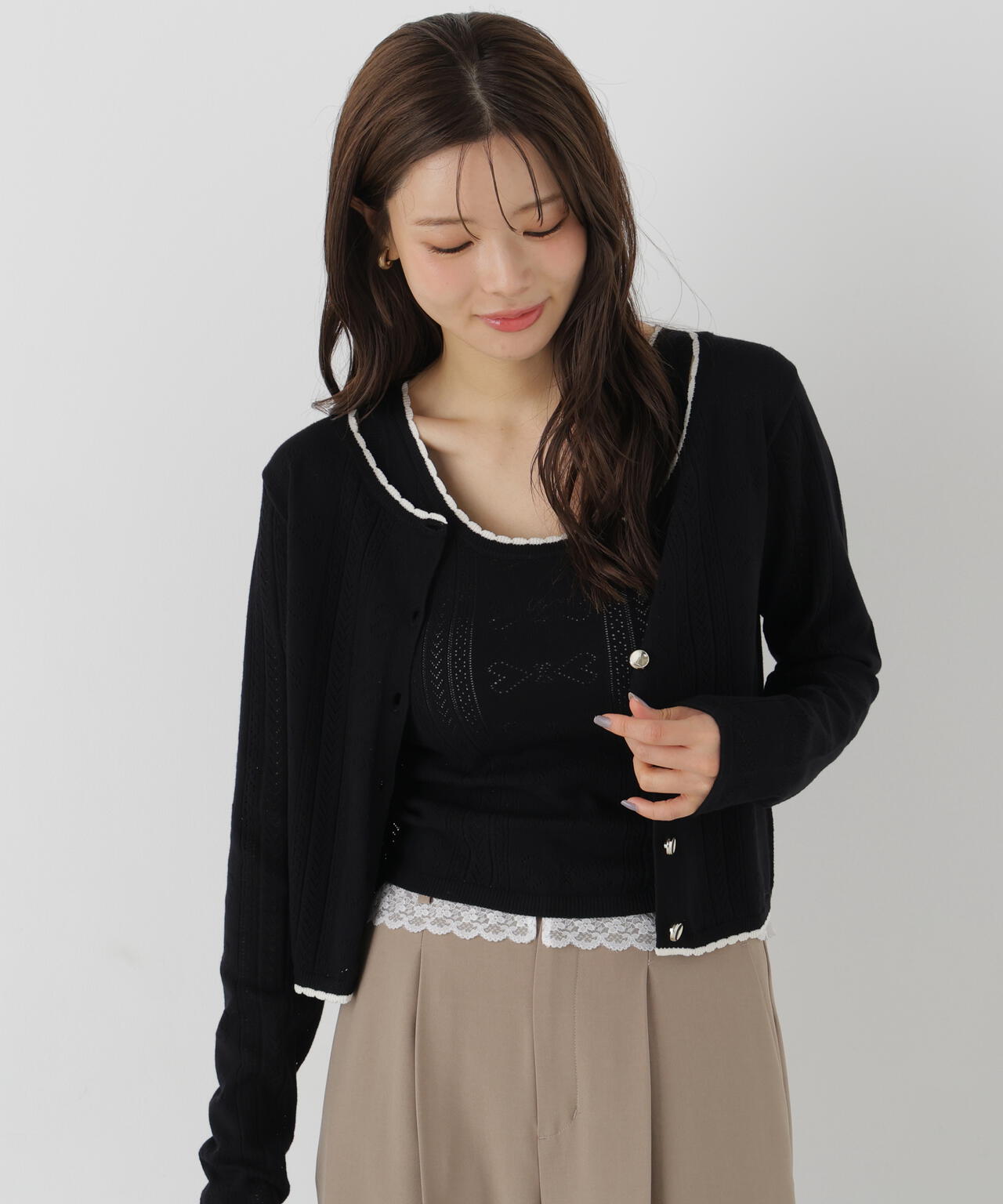 a/mie＞パターンメッシュアンサンブルニット | PROPORTION BODY