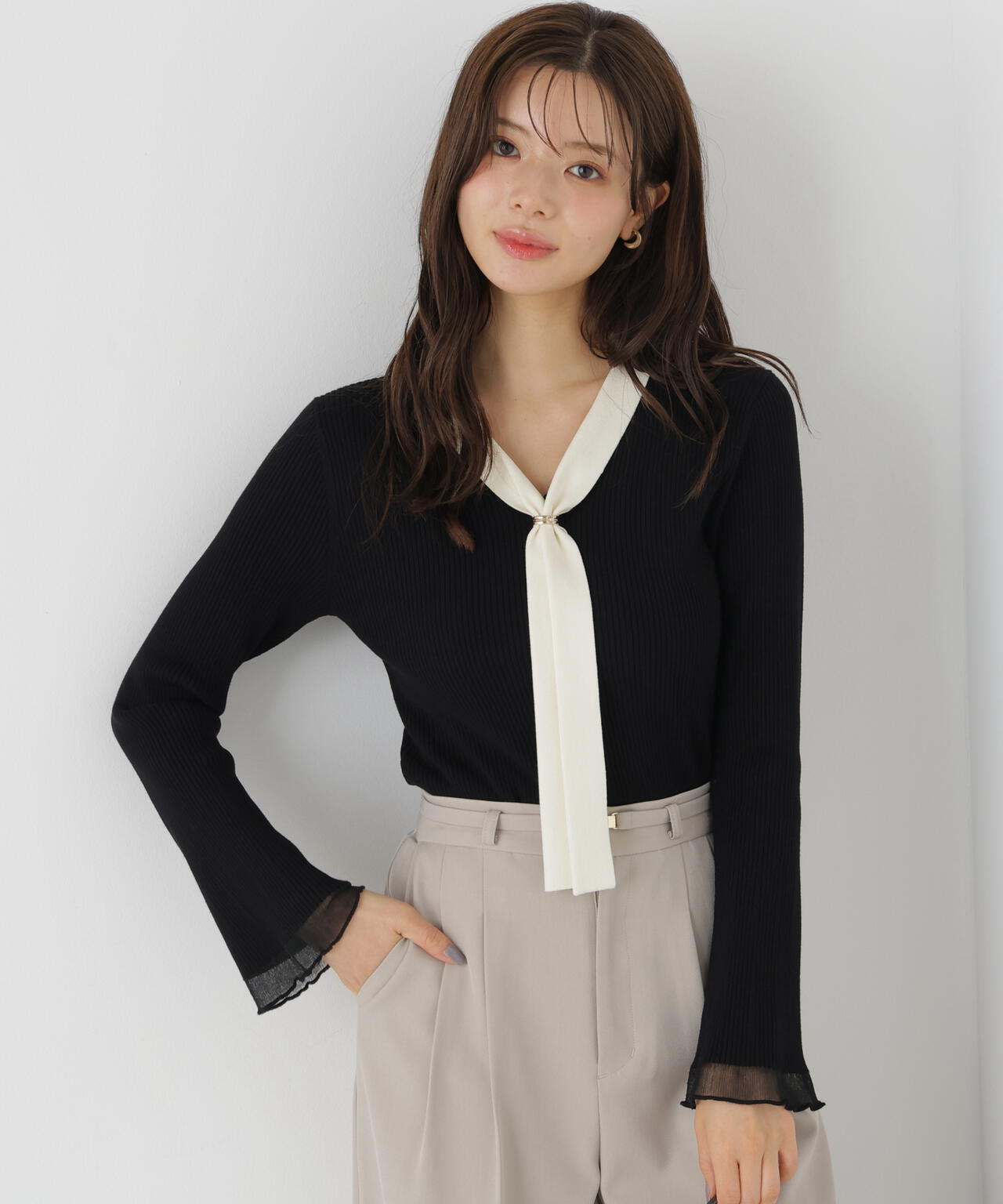 タイ付き部分シアーニット | PROPORTION BODY DRESSING