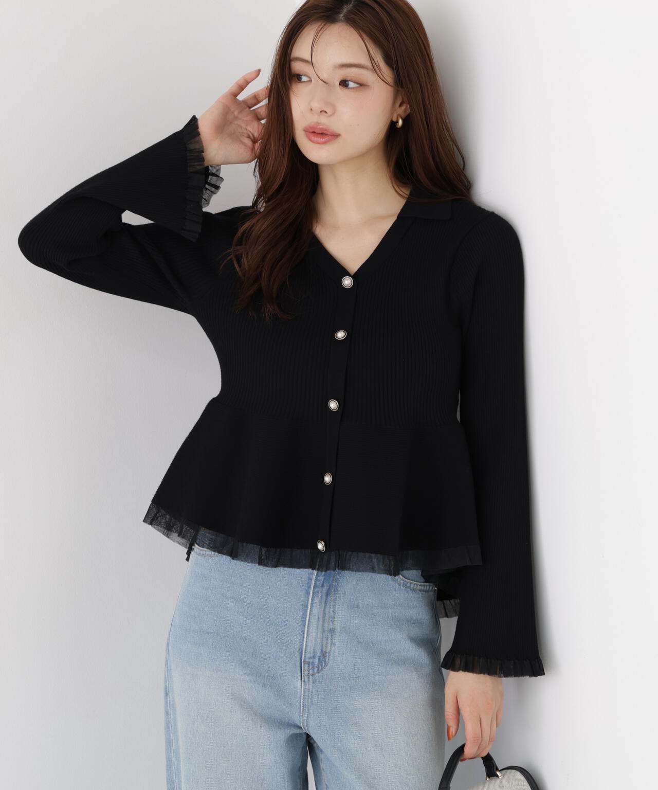 シアー切り替えペプラムニット | PROPORTION BODY DRESSING