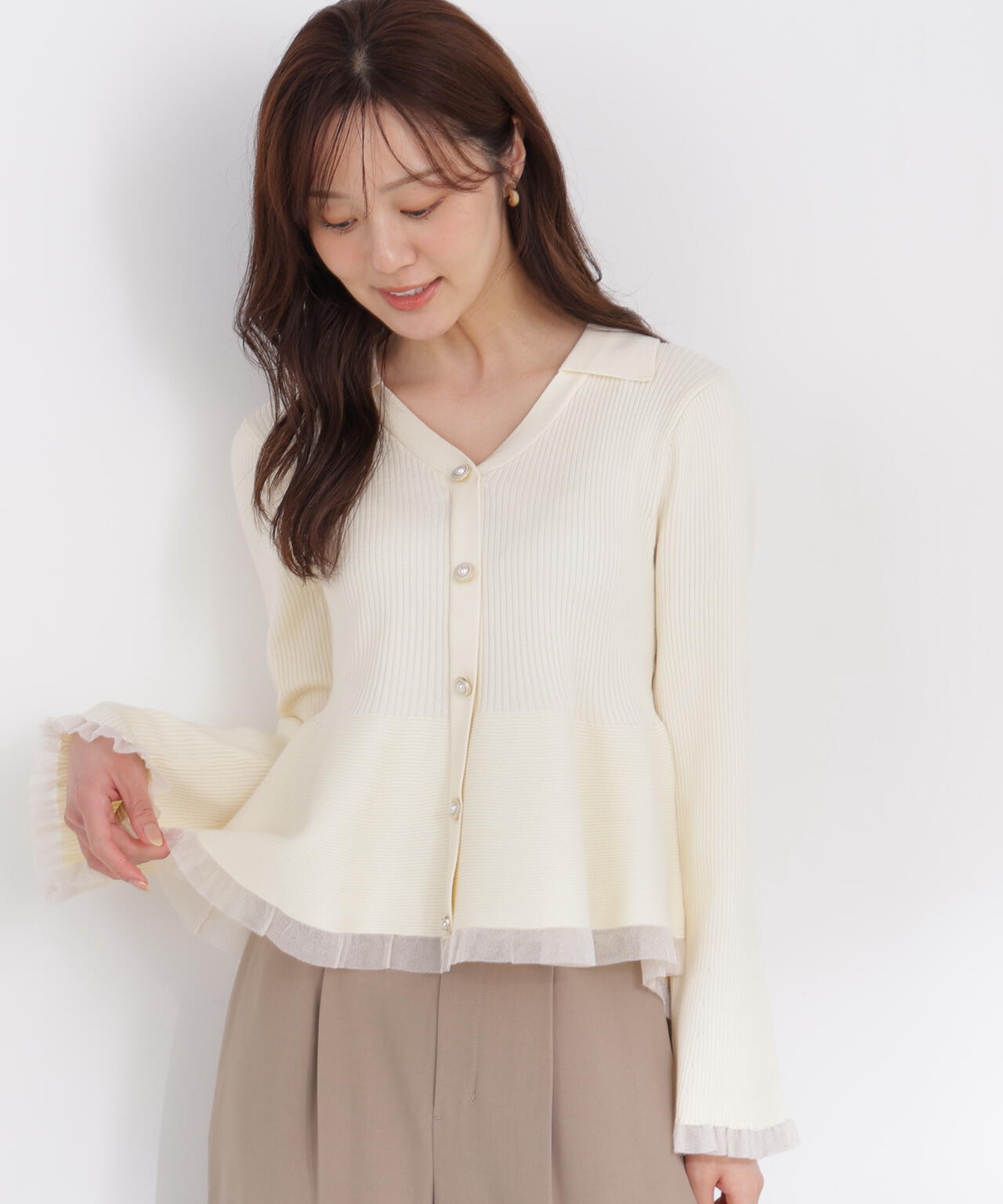 シアー切り替えペプラムニット | PROPORTION BODY DRESSING