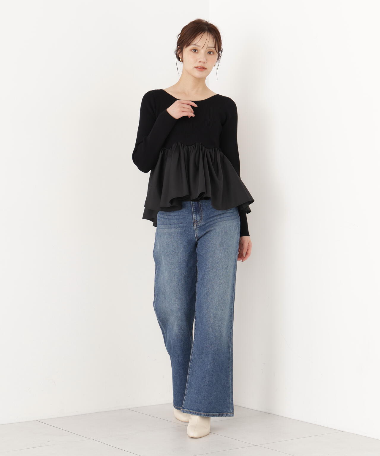 a/mie＞チューリップペプラムヘムニット | PROPORTION BODY DRESSING