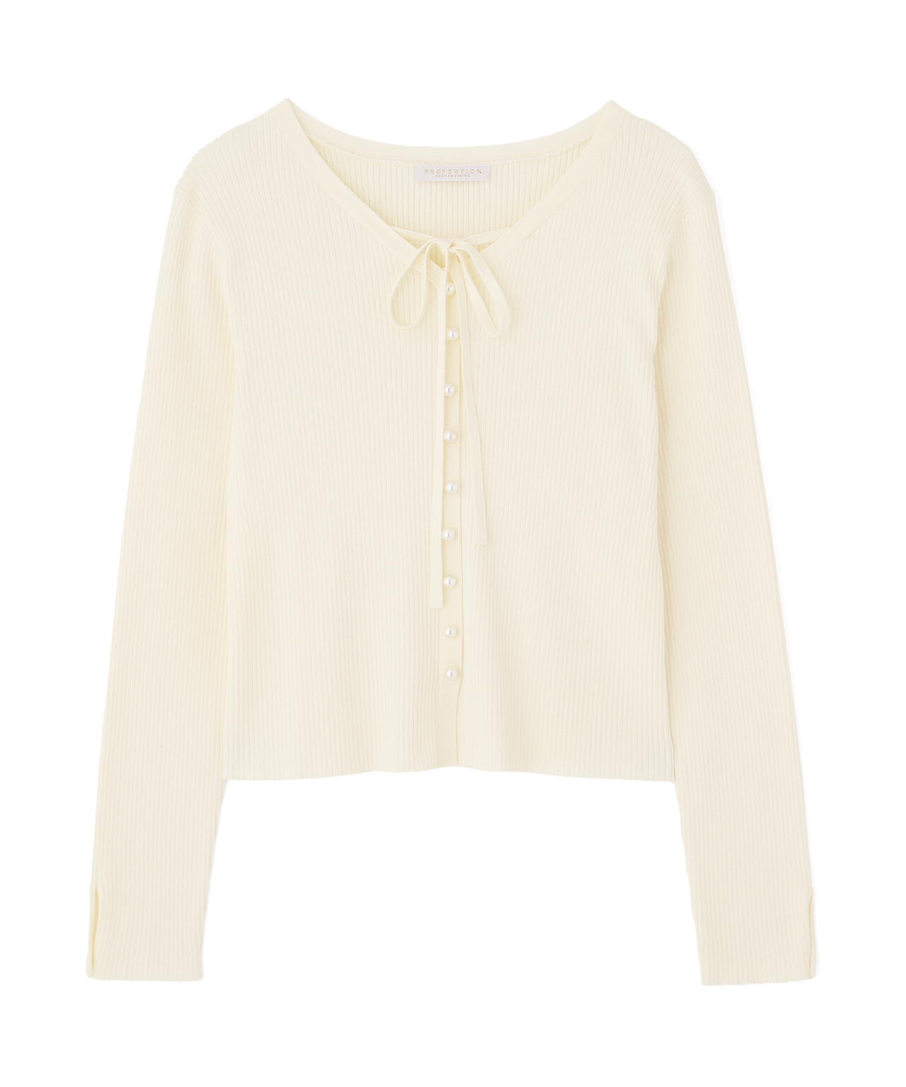 パール付きリボンニット