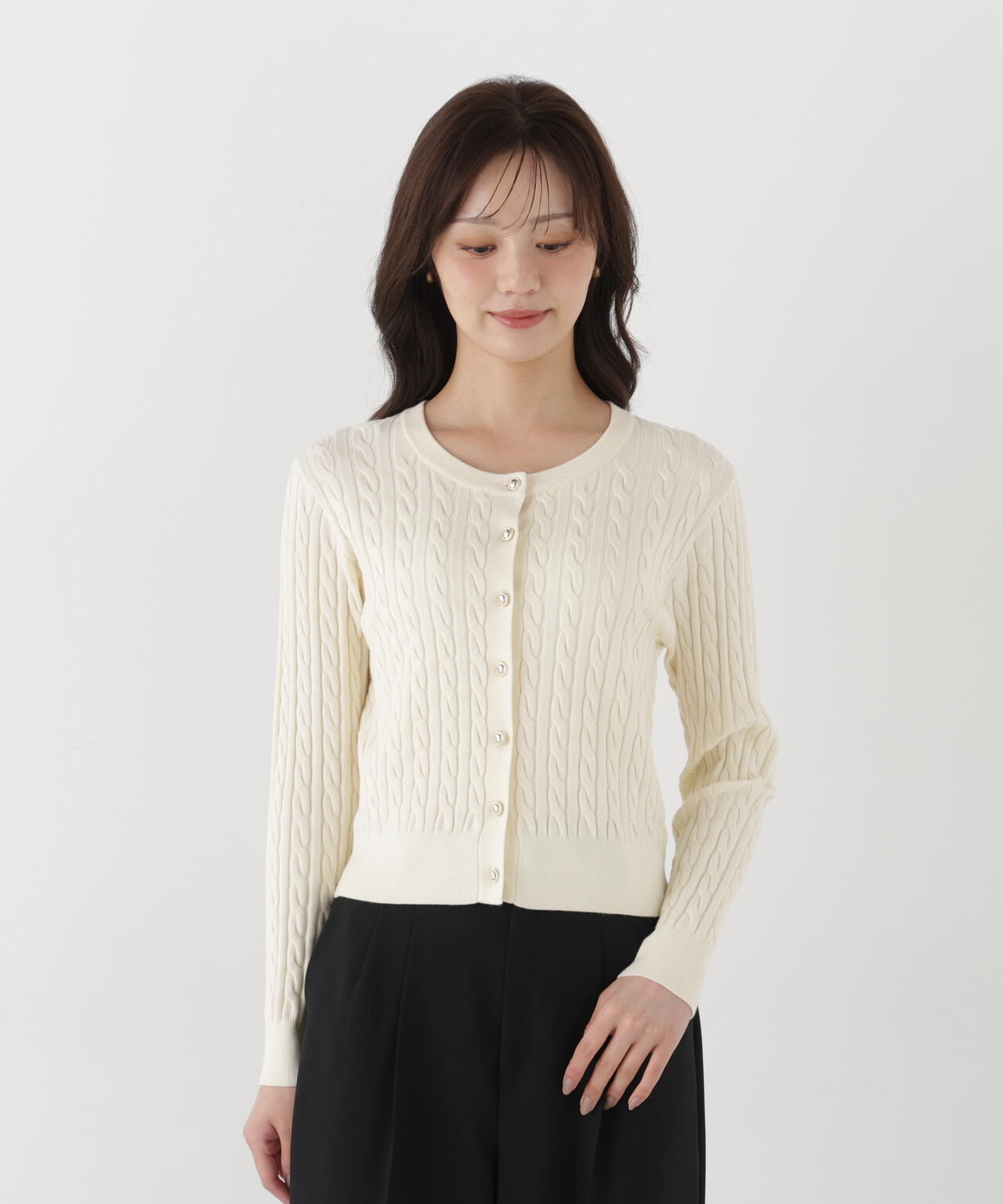a/mie＞ケーブルニットカーディガン | PROPORTION BODY DRESSING