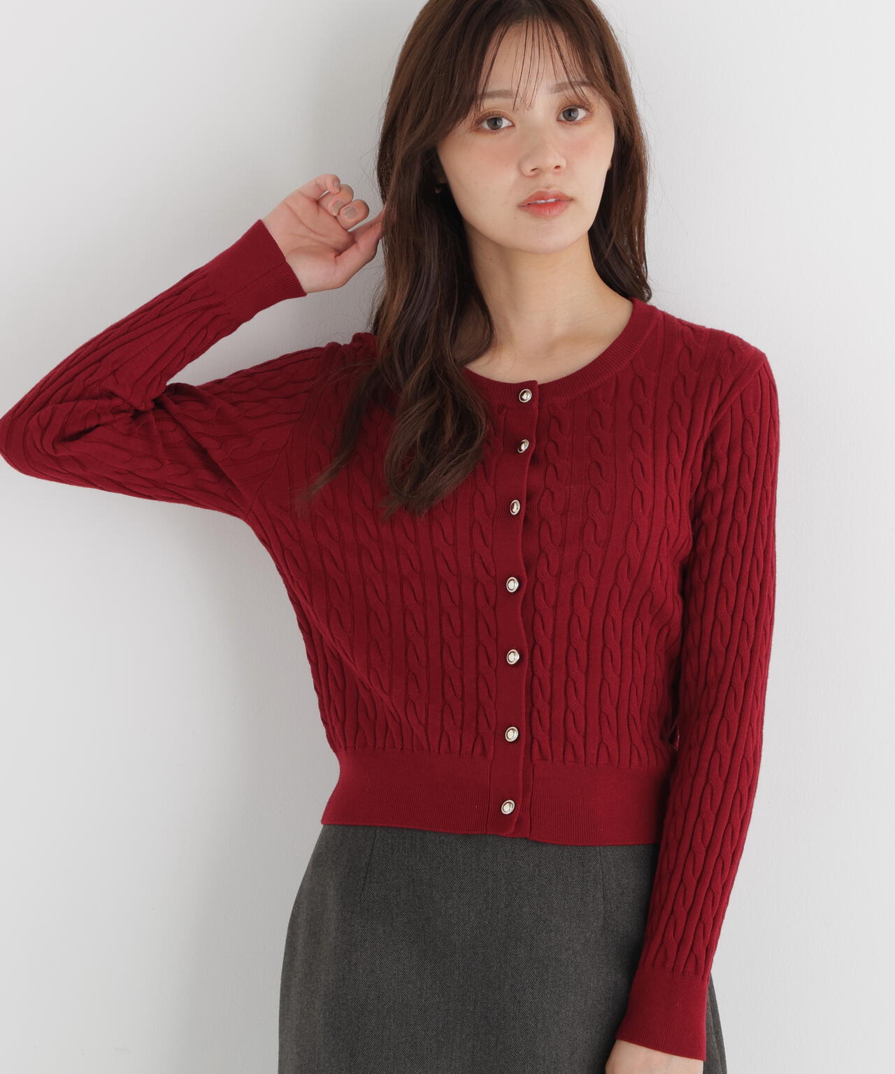 一ノ瀬トキヤ ケーブルニットボーダーカーディガン a/mie＞ケーブルニットカーディガン | PROPORTION BODY DRESSING