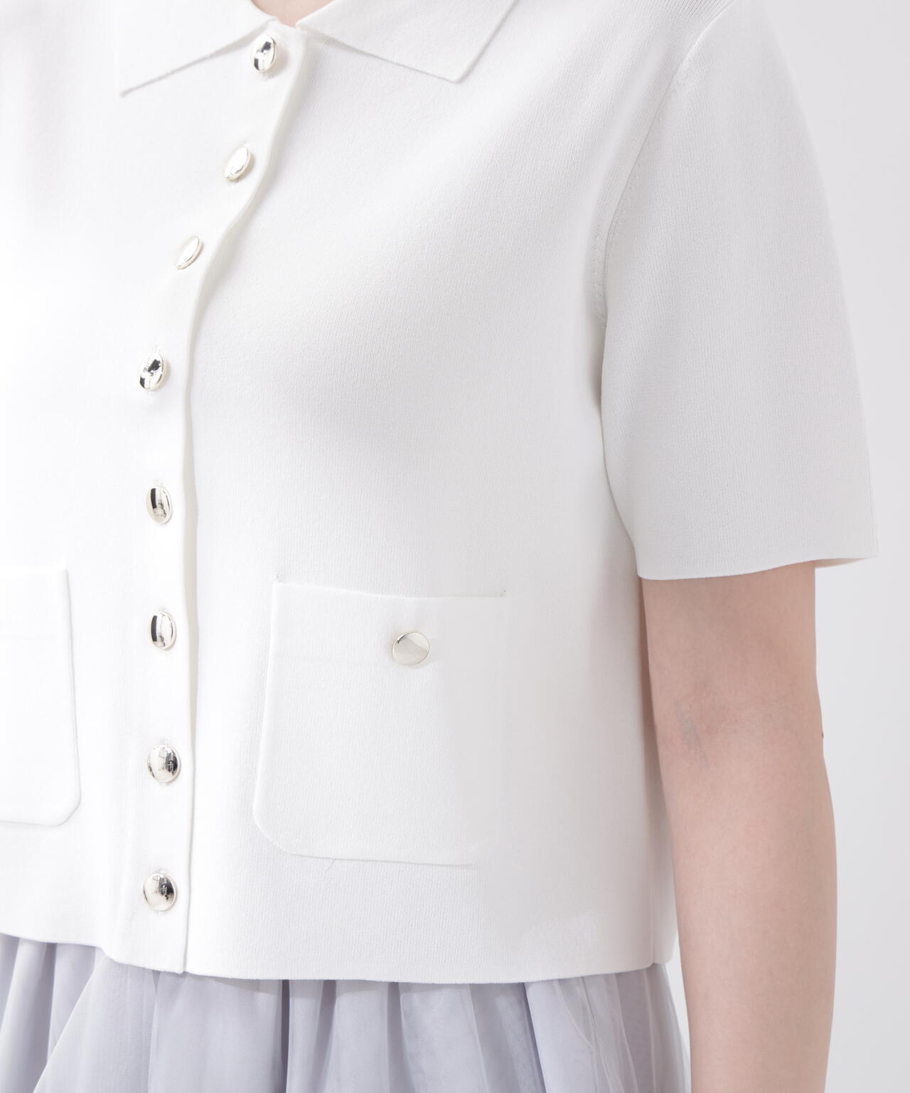 新品 プロポーションボディドレッシング ソリストヒート ジュエル釦Vカーディガン ポロ衿ニットカーディガン | PROPORTION BODY DRESSING