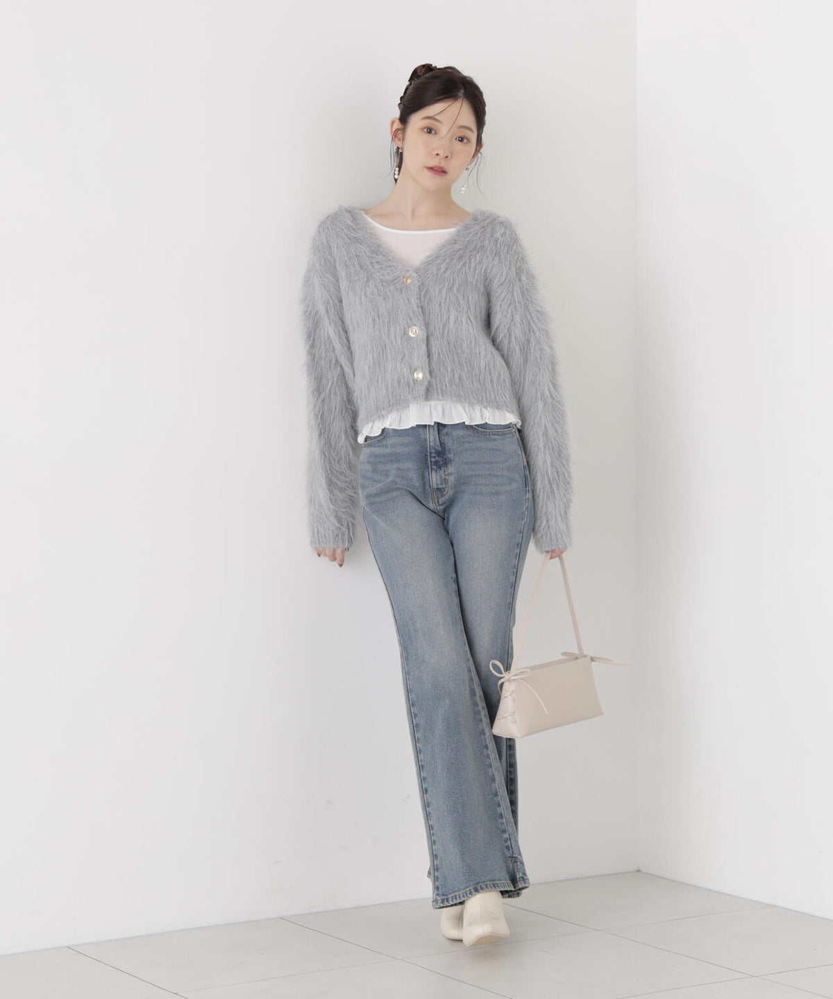 【加藤栞さん着用】シャギーショートカーディガン