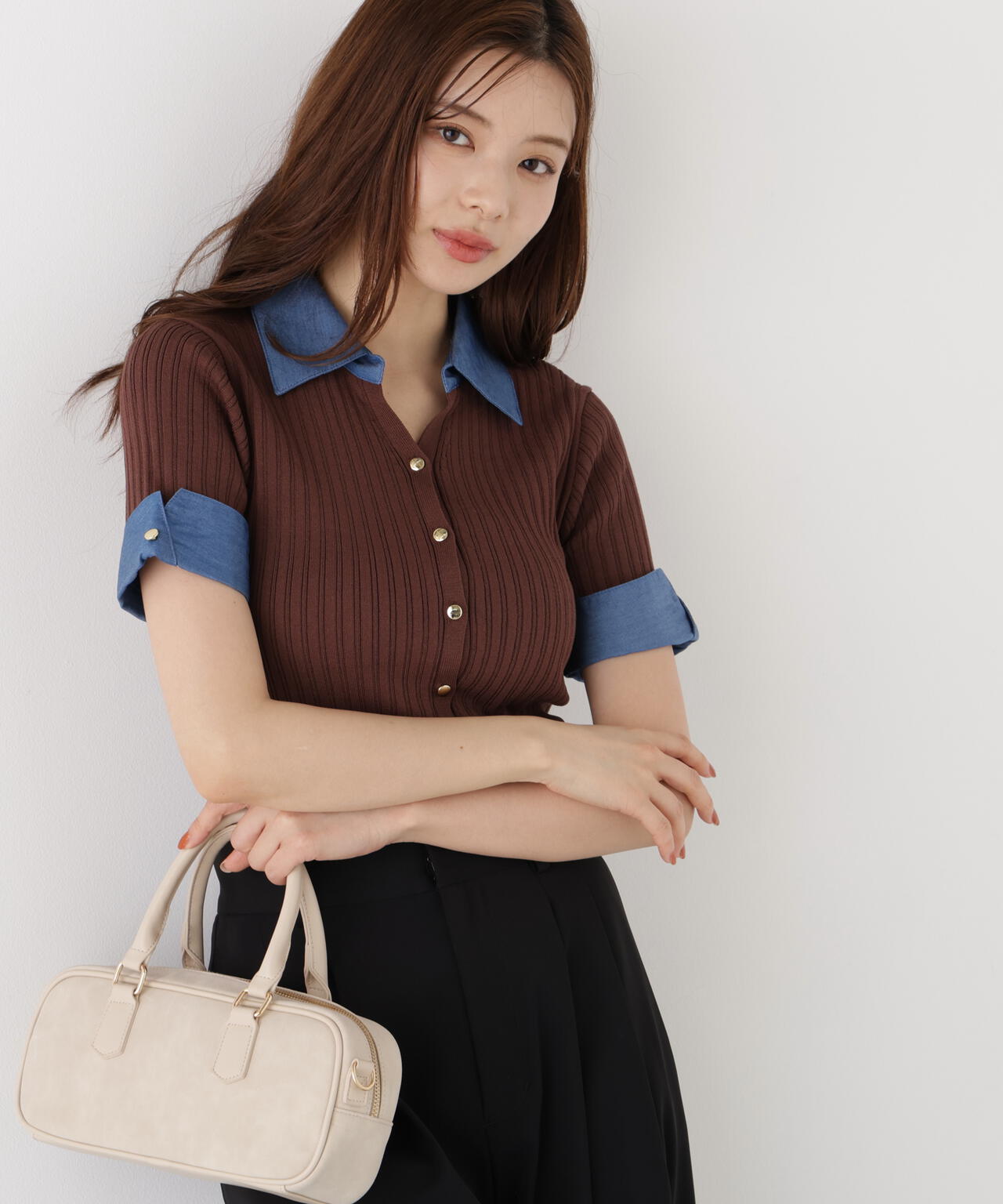 a/mie＞デニムカラーリブニット | PROPORTION BODY DRESSING