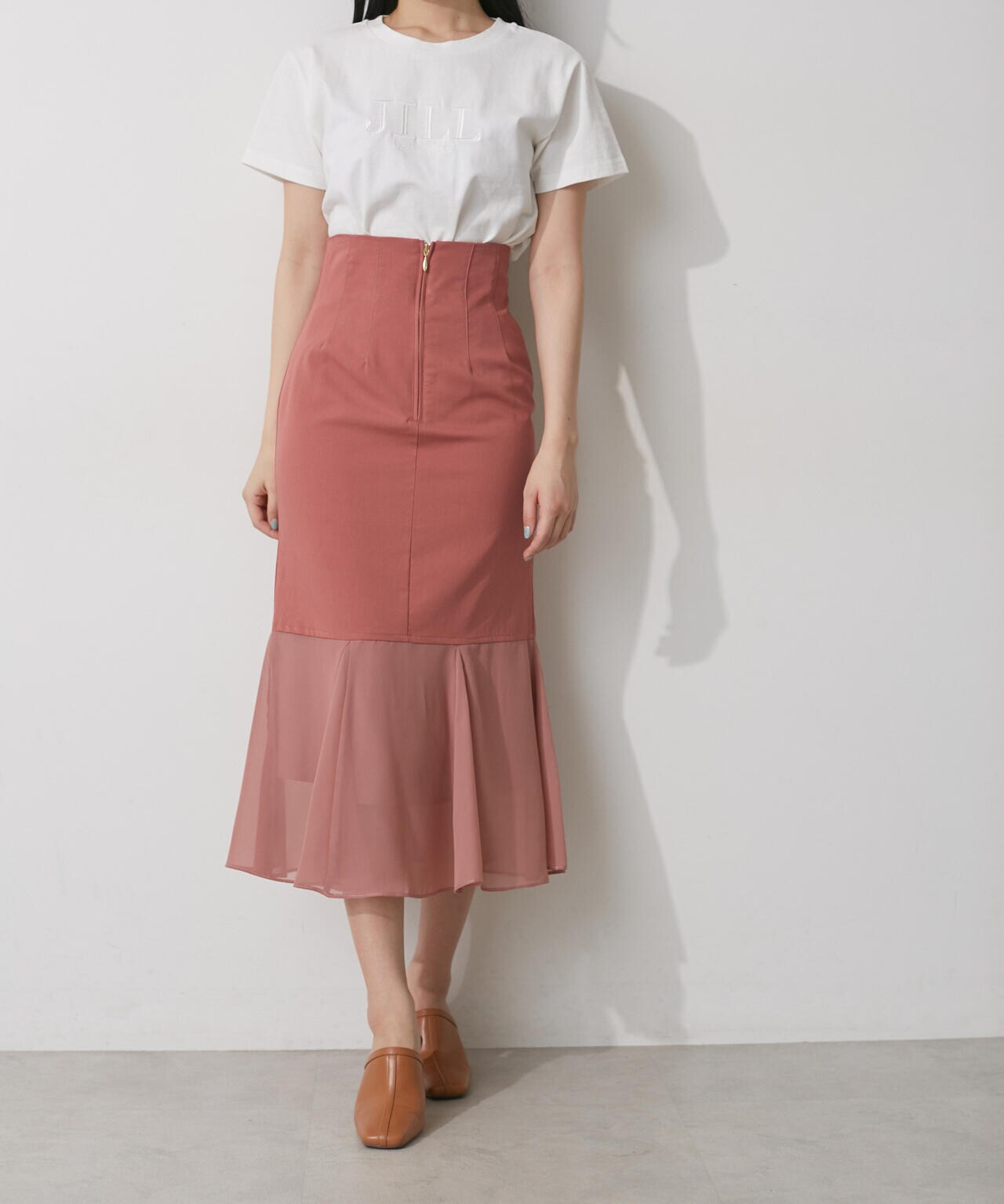 シフォン切替マーメイドスカート