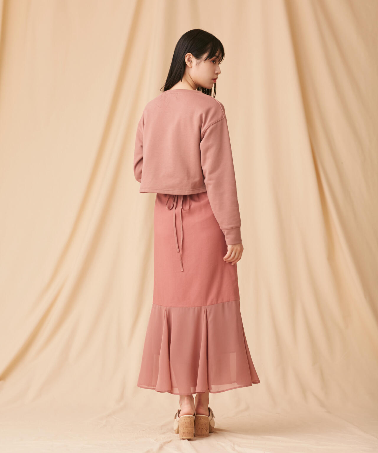 シフォン切替マーメイドスカート