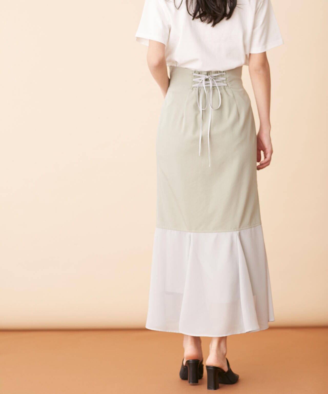 シフォン切替マーメイドスカート