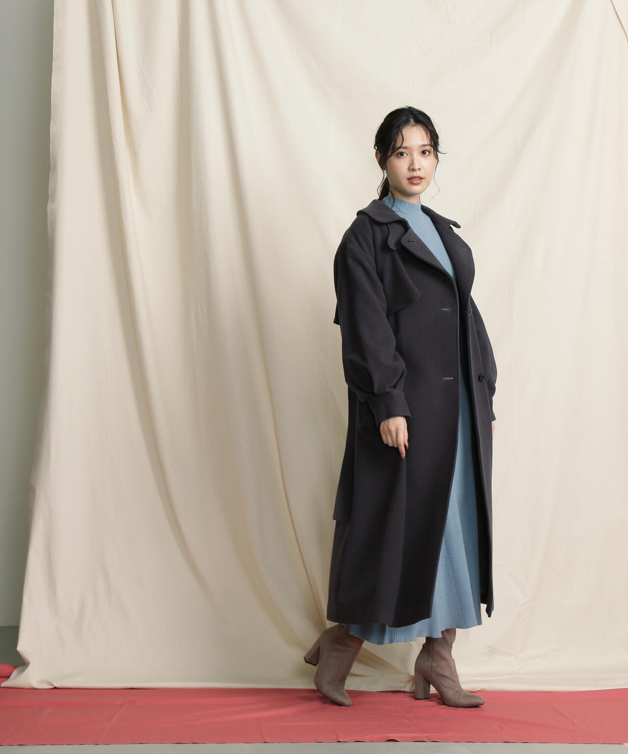 【美人百花11月号 宮田聡子さん着用商品】スタンドカラーレディコート