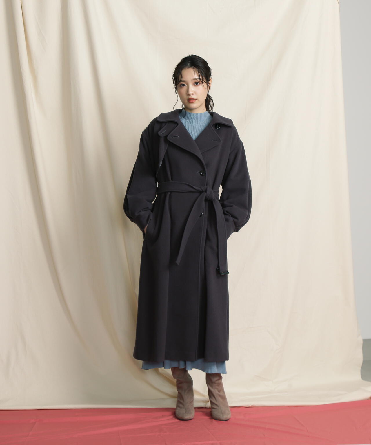 【美人百花11月号 宮田聡子さん着用商品】スタンドカラーレディコート