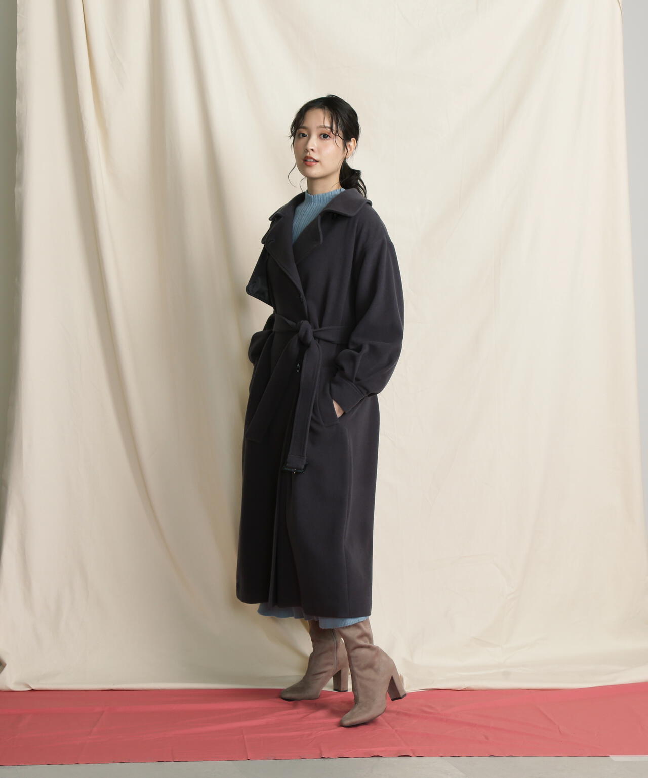 【美人百花11月号 宮田聡子さん着用商品】スタンドカラーレディコート