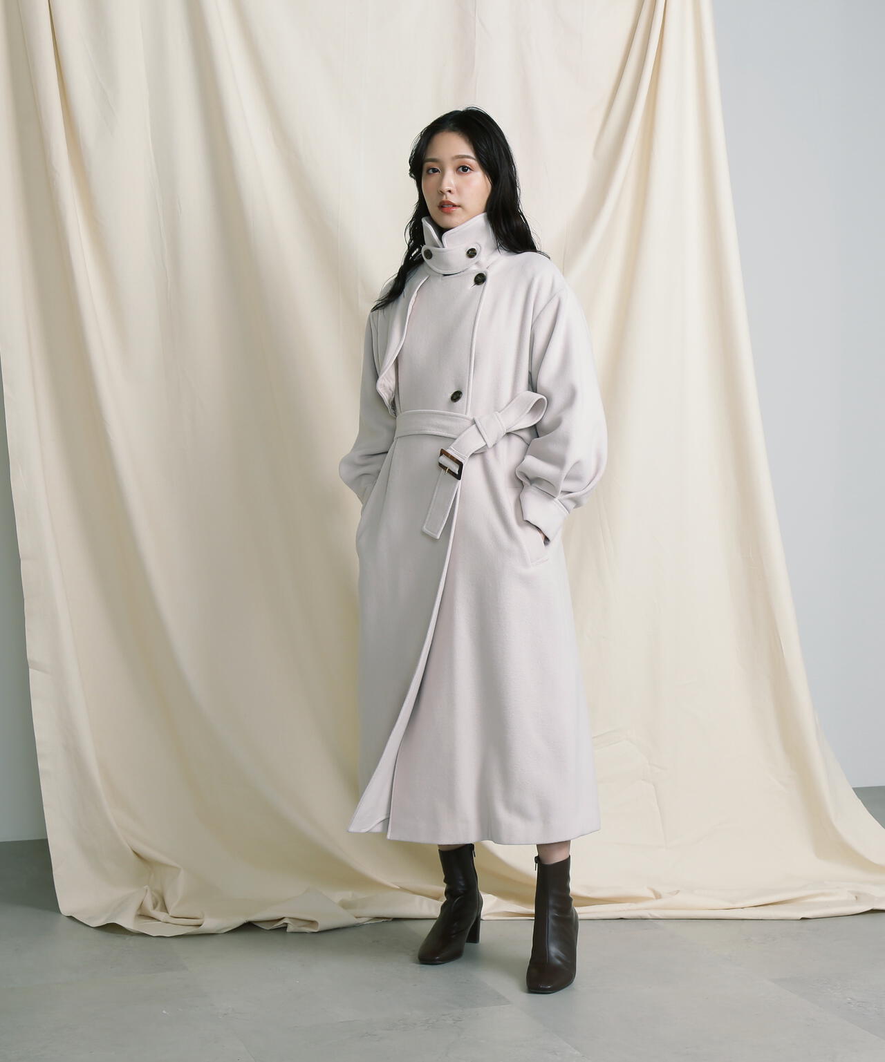 【美人百花11月号 宮田聡子さん着用商品】スタンドカラーレディコート