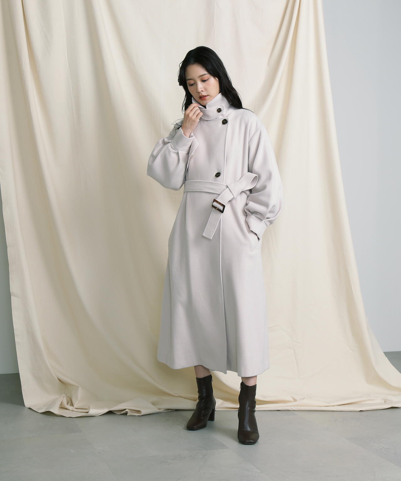 【美人百花11月号 宮田聡子さん着用商品】スタンドカラーレディコート
