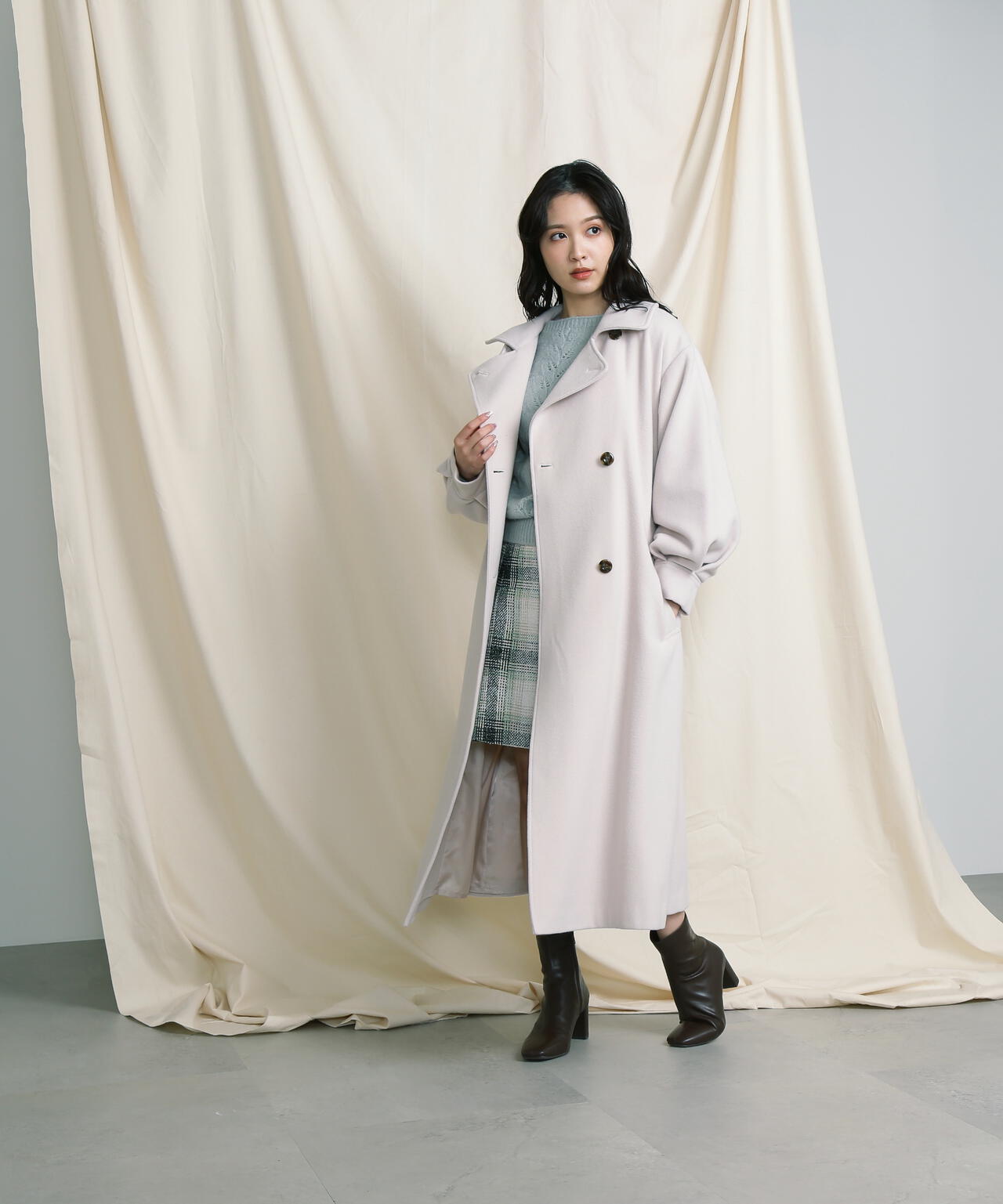 【美人百花11月号 宮田聡子さん着用商品】スタンドカラーレディコート