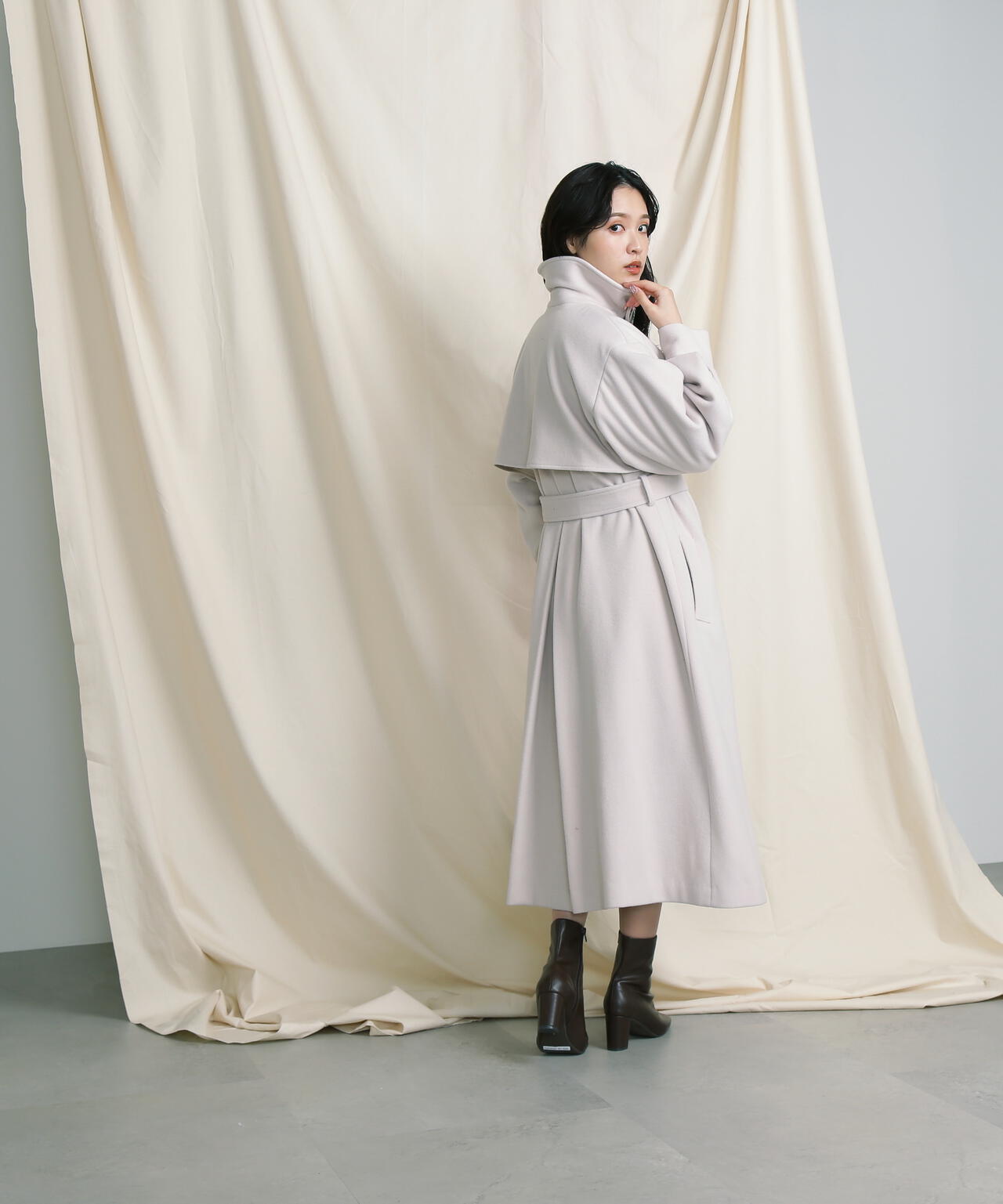 【美人百花11月号 宮田聡子さん着用商品】スタンドカラーレディコート