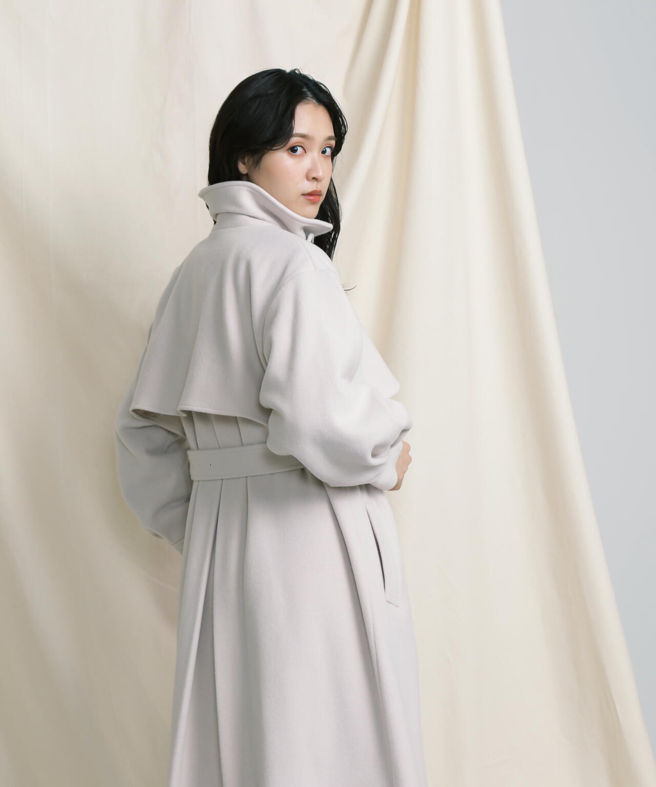 【美人百花11月号 宮田聡子さん着用商品】スタンドカラーレディコート