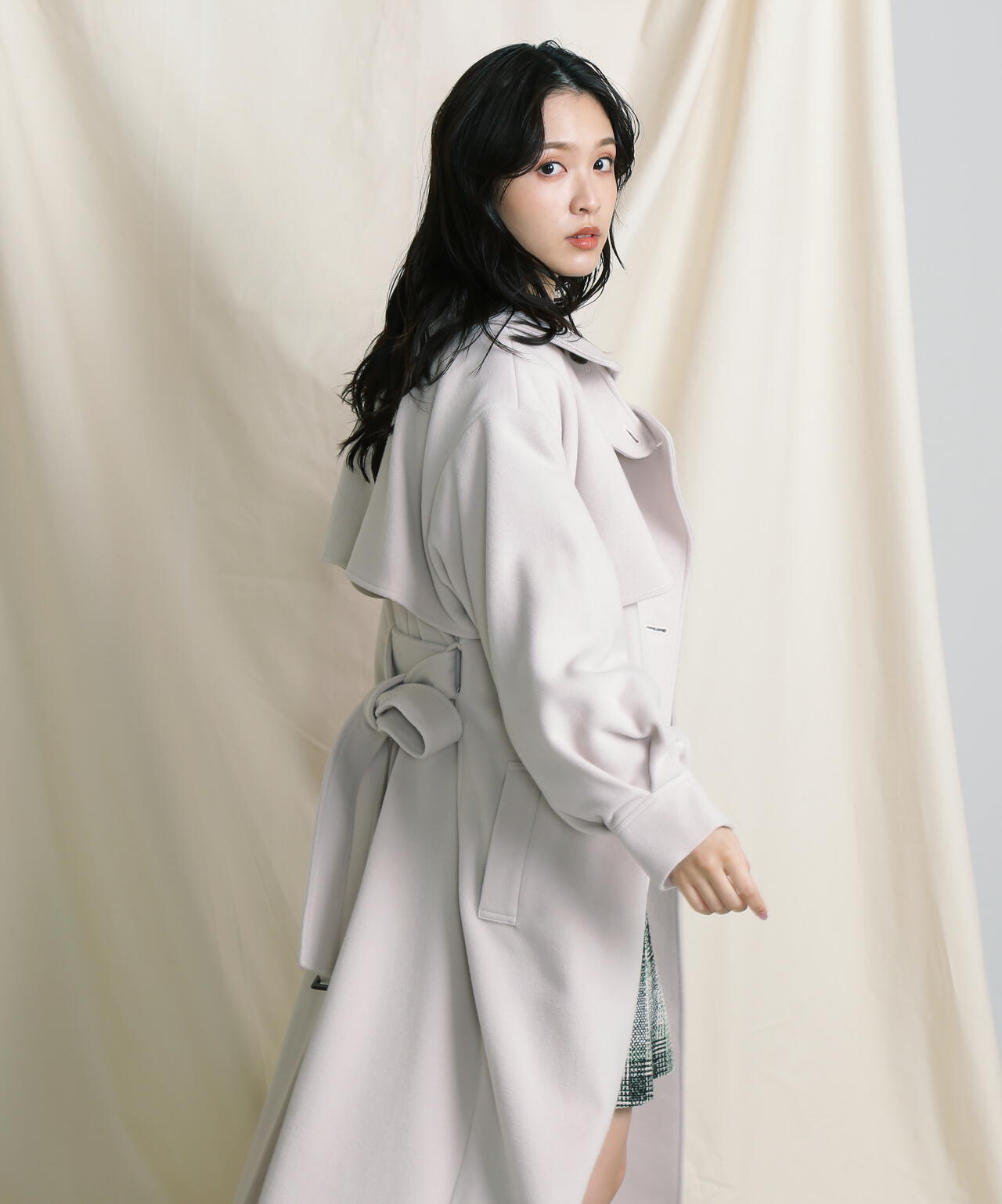 【美人百花11月号 宮田聡子さん着用商品】スタンドカラーレディコート