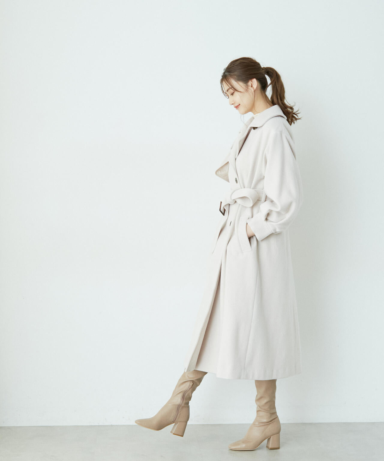 【美人百花11月号 宮田聡子さん着用商品】スタンドカラーレディコート