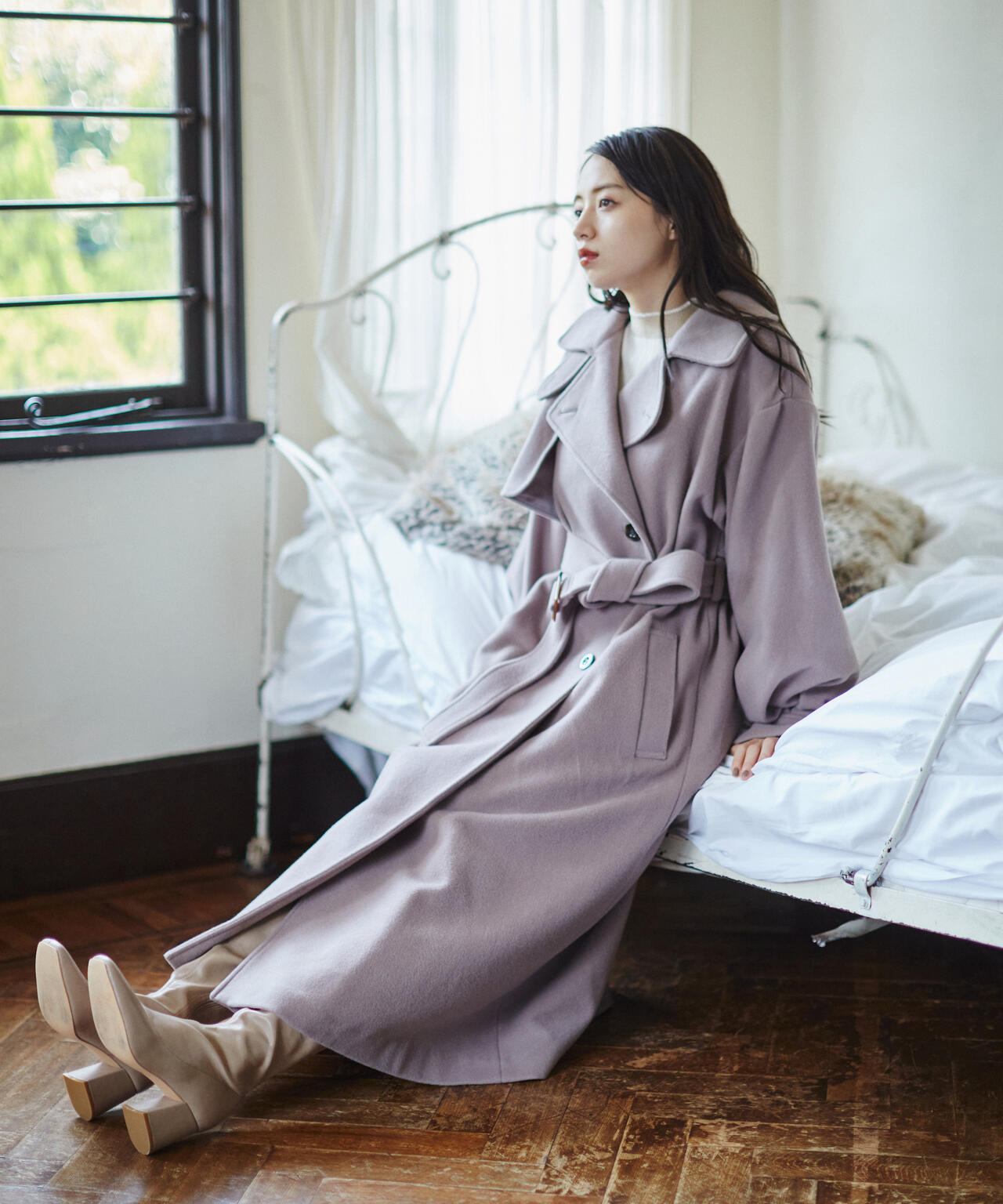 【美人百花11月号 宮田聡子さん着用商品】スタンドカラーレディコート