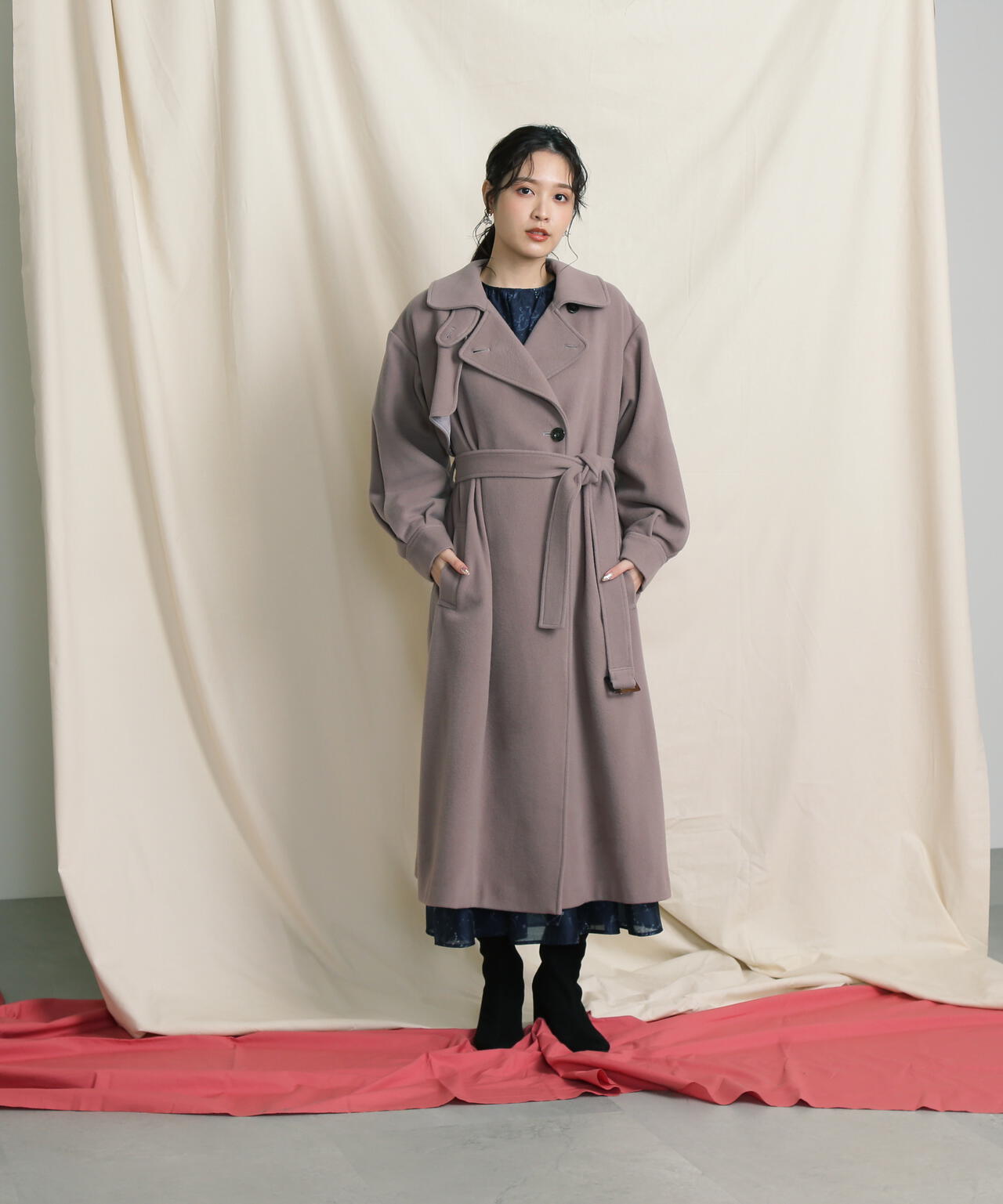 【美人百花11月号 宮田聡子さん着用商品】スタンドカラーレディコート