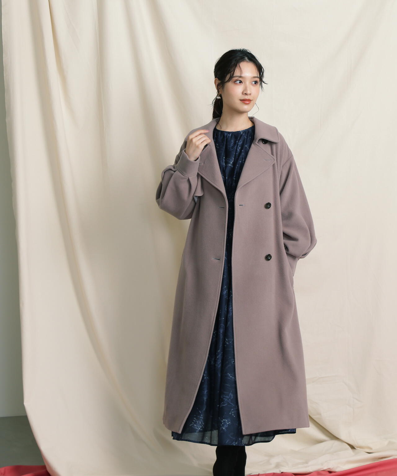 【美人百花11月号 宮田聡子さん着用商品】スタンドカラーレディコート
