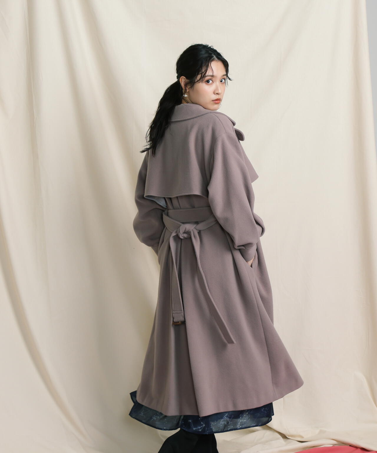 【美人百花11月号 宮田聡子さん着用商品】スタンドカラーレディコート