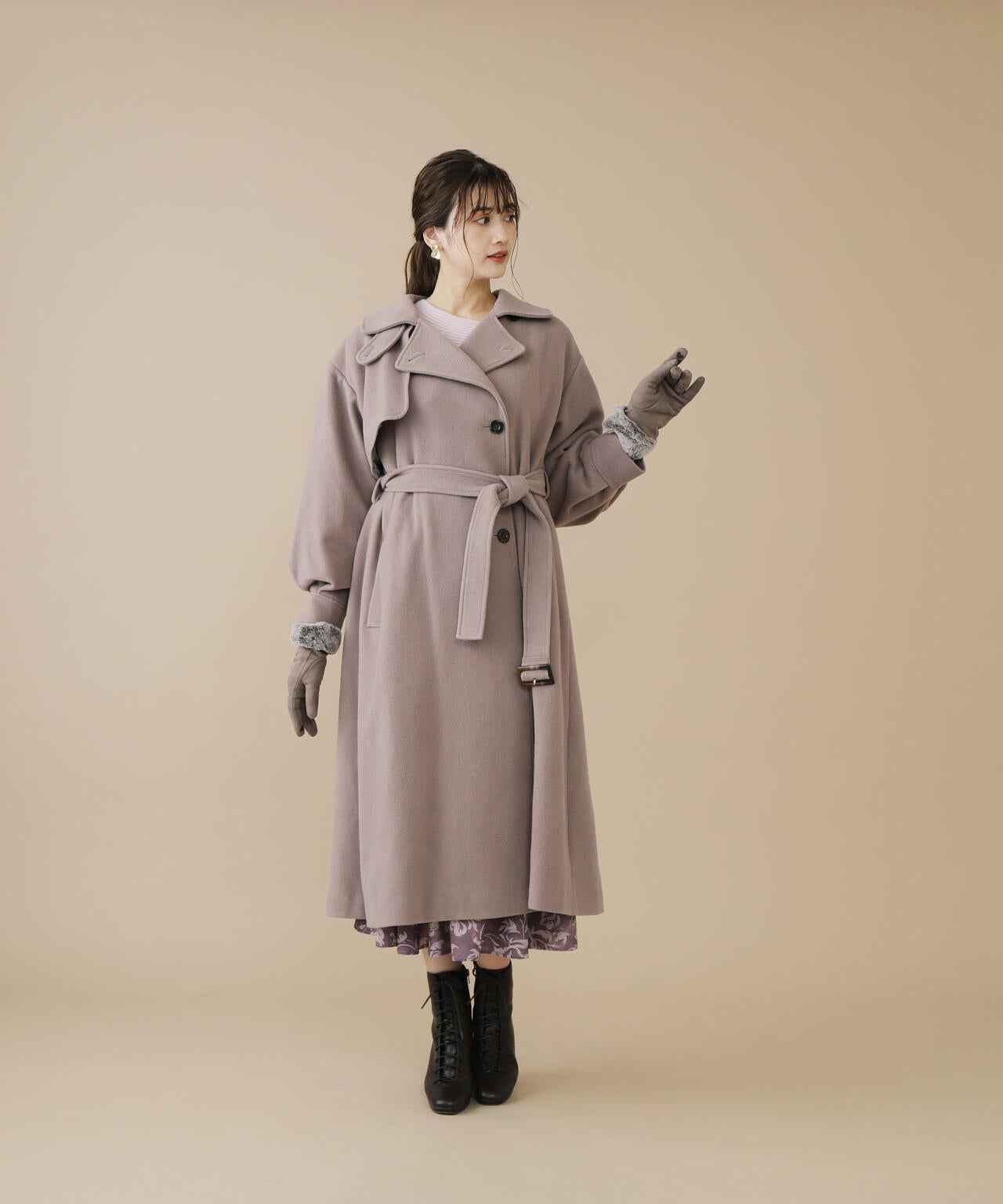 【美人百花11月号 宮田聡子さん着用商品】スタンドカラーレディコート