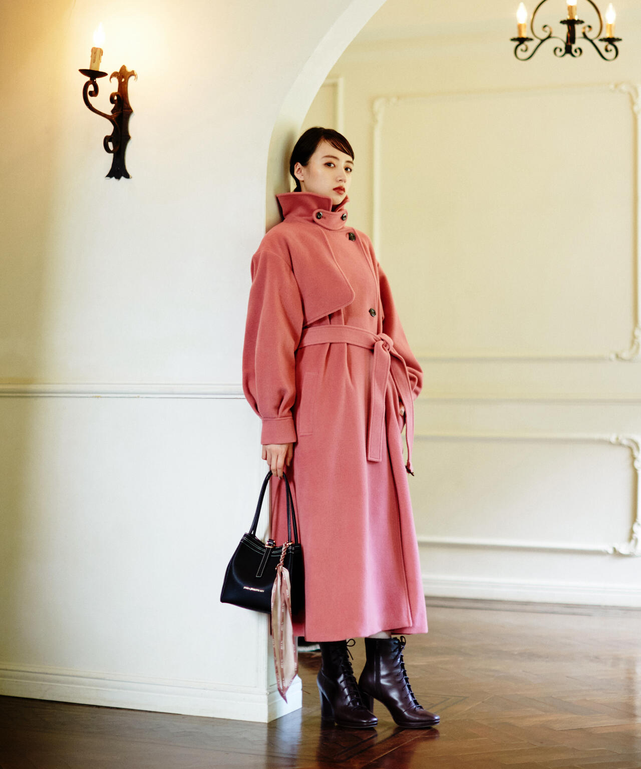 【美人百花11月号 宮田聡子さん着用商品】スタンドカラーレディコート