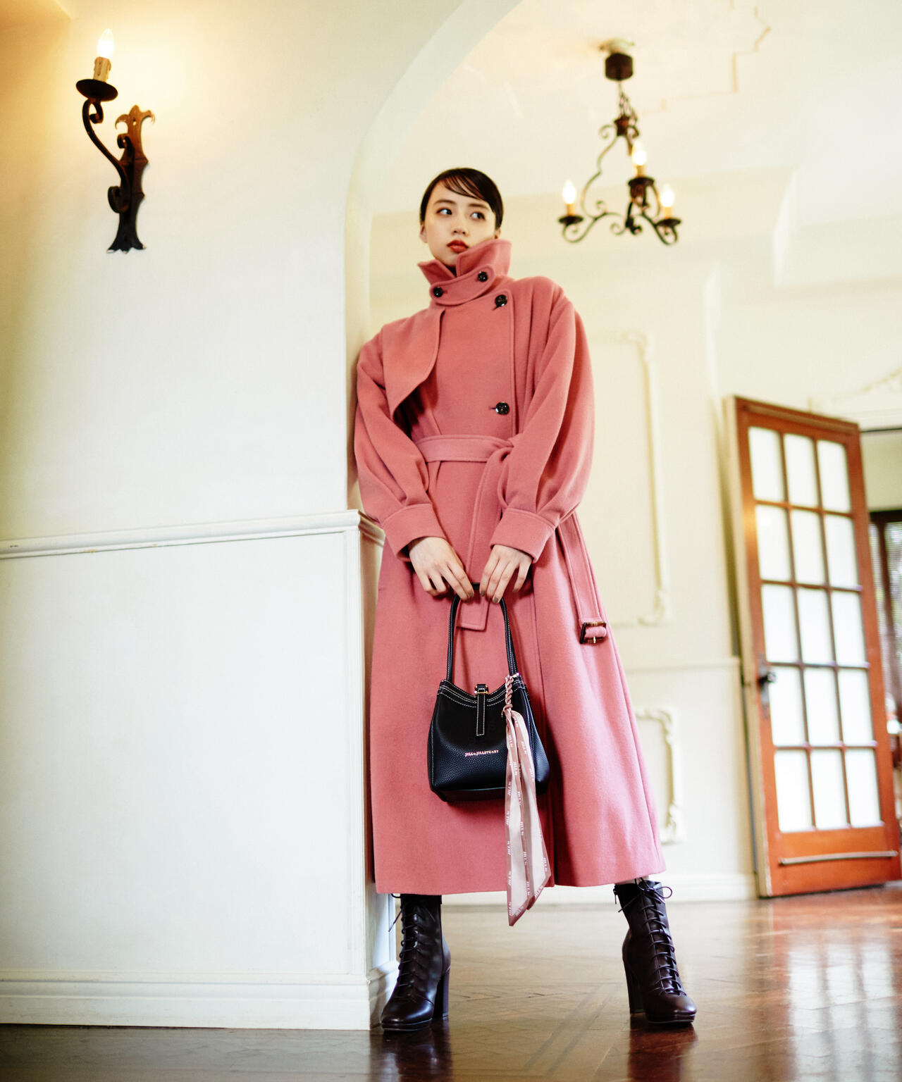 【美人百花11月号 宮田聡子さん着用商品】スタンドカラーレディコート