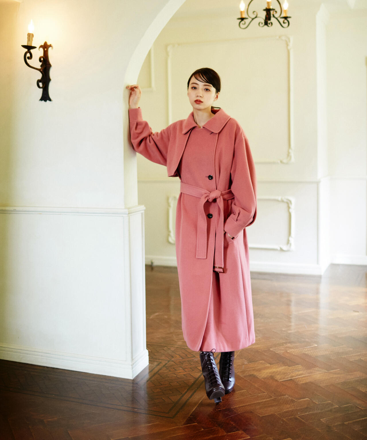 【美人百花11月号 宮田聡子さん着用商品】スタンドカラーレディコート
