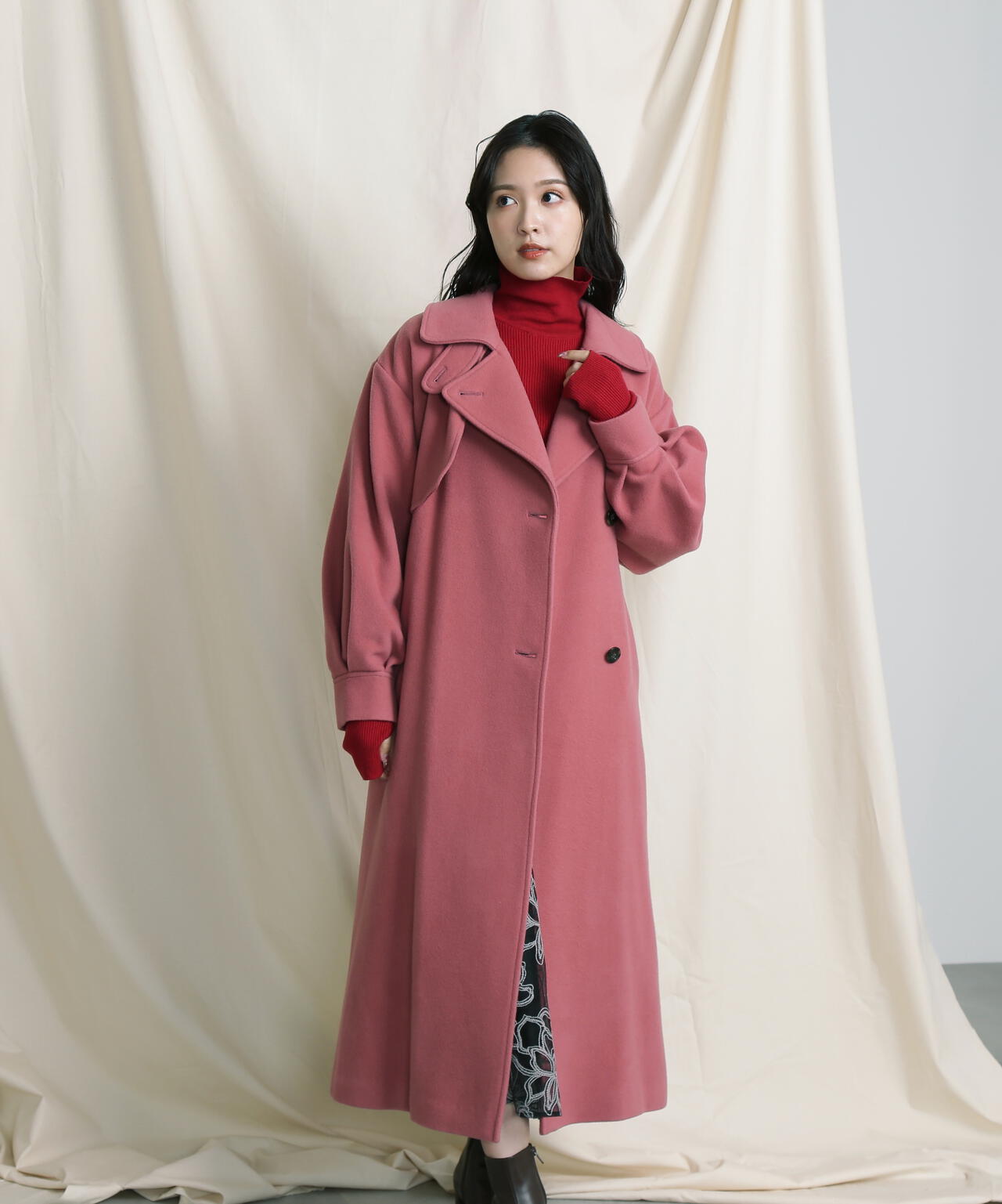 【美人百花11月号 宮田聡子さん着用商品】スタンドカラーレディコート