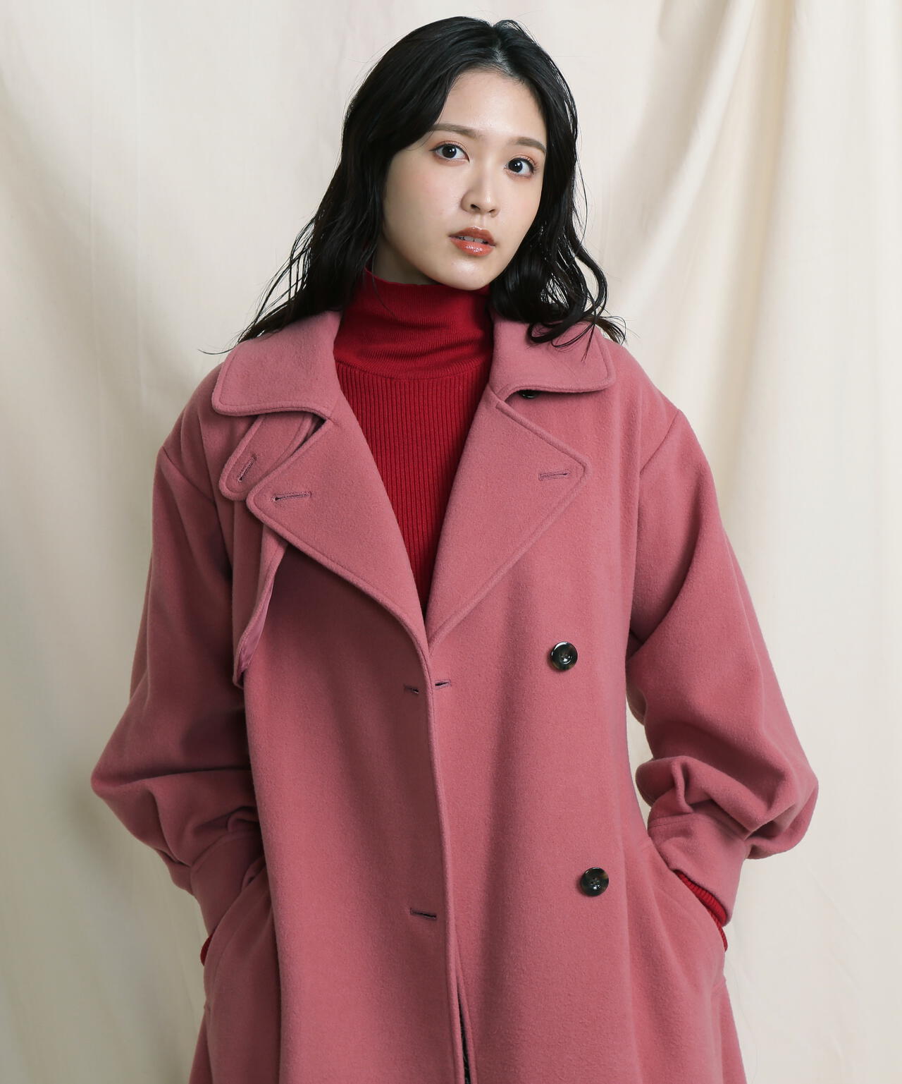 【美人百花11月号 宮田聡子さん着用商品】スタンドカラーレディコート