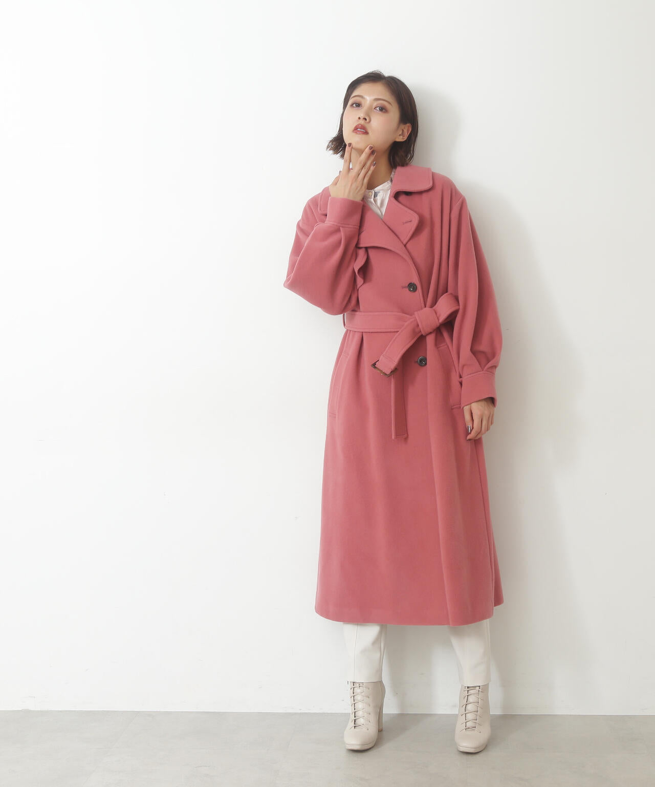 【美人百花11月号 宮田聡子さん着用商品】スタンドカラーレディコート