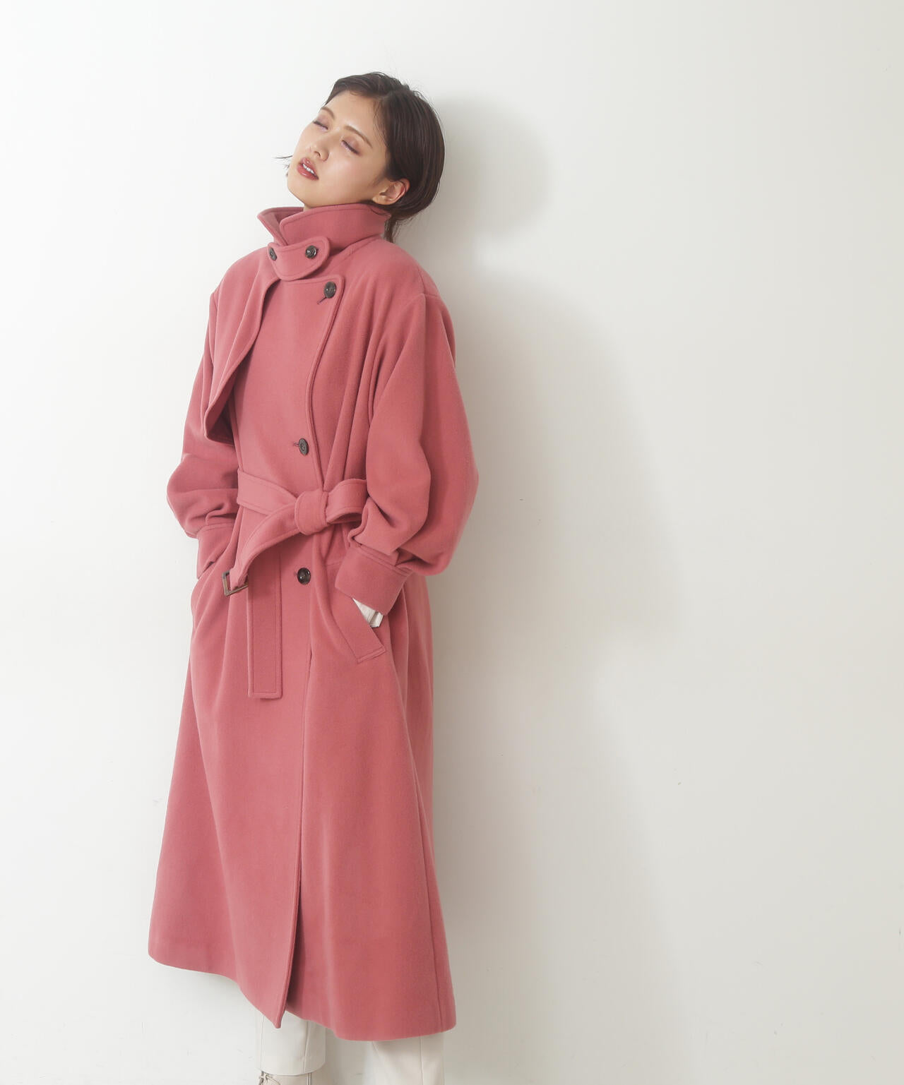 【美人百花11月号 宮田聡子さん着用商品】スタンドカラーレディコート