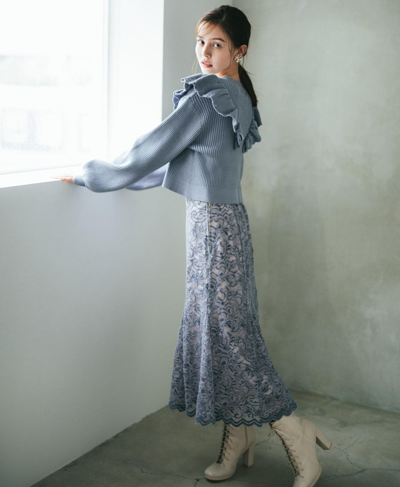 【美人百花11月号 宮田聡子さん着用商品】レースアップブーティ